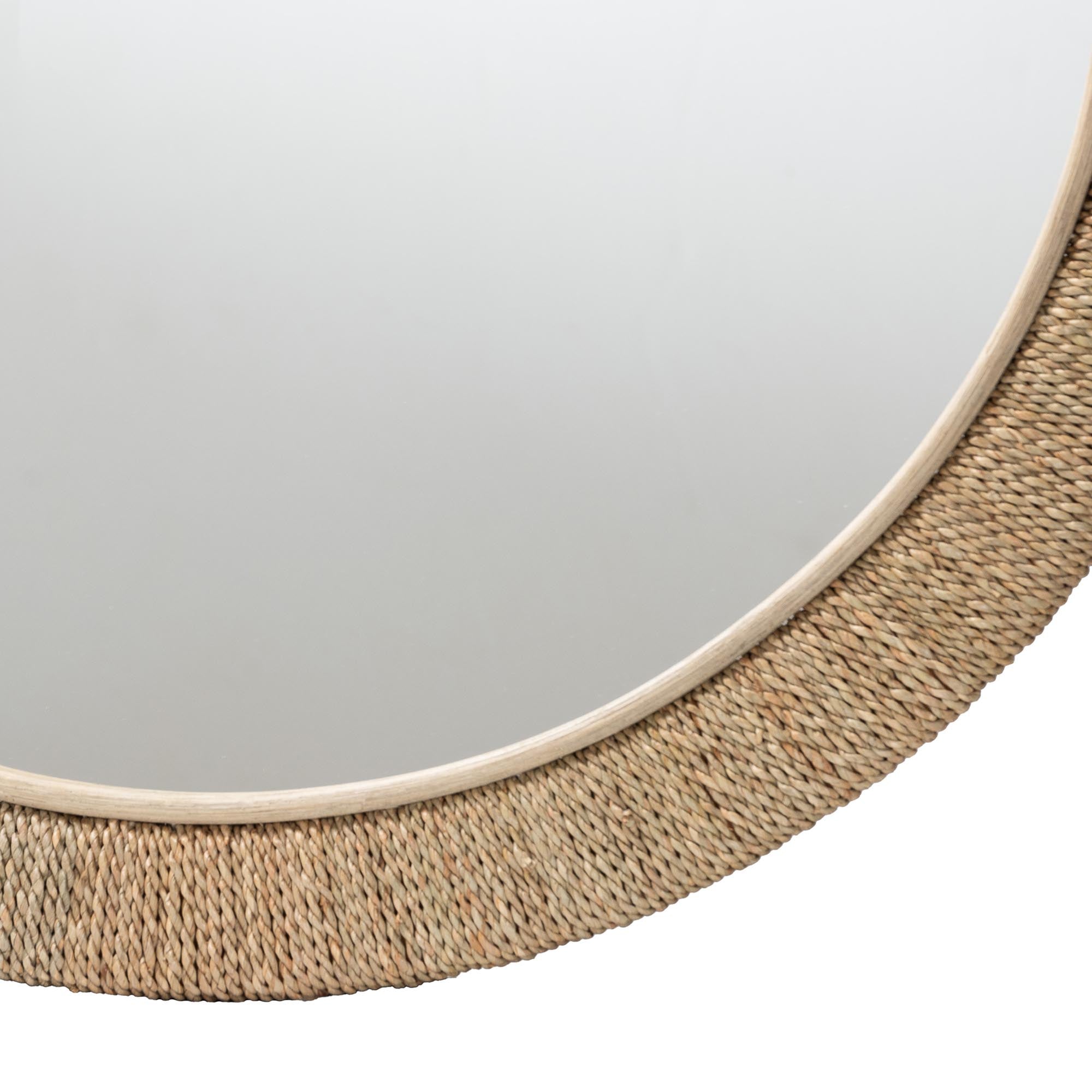 Geralyn Japandi Natural Seagrass Round Wall Mirror