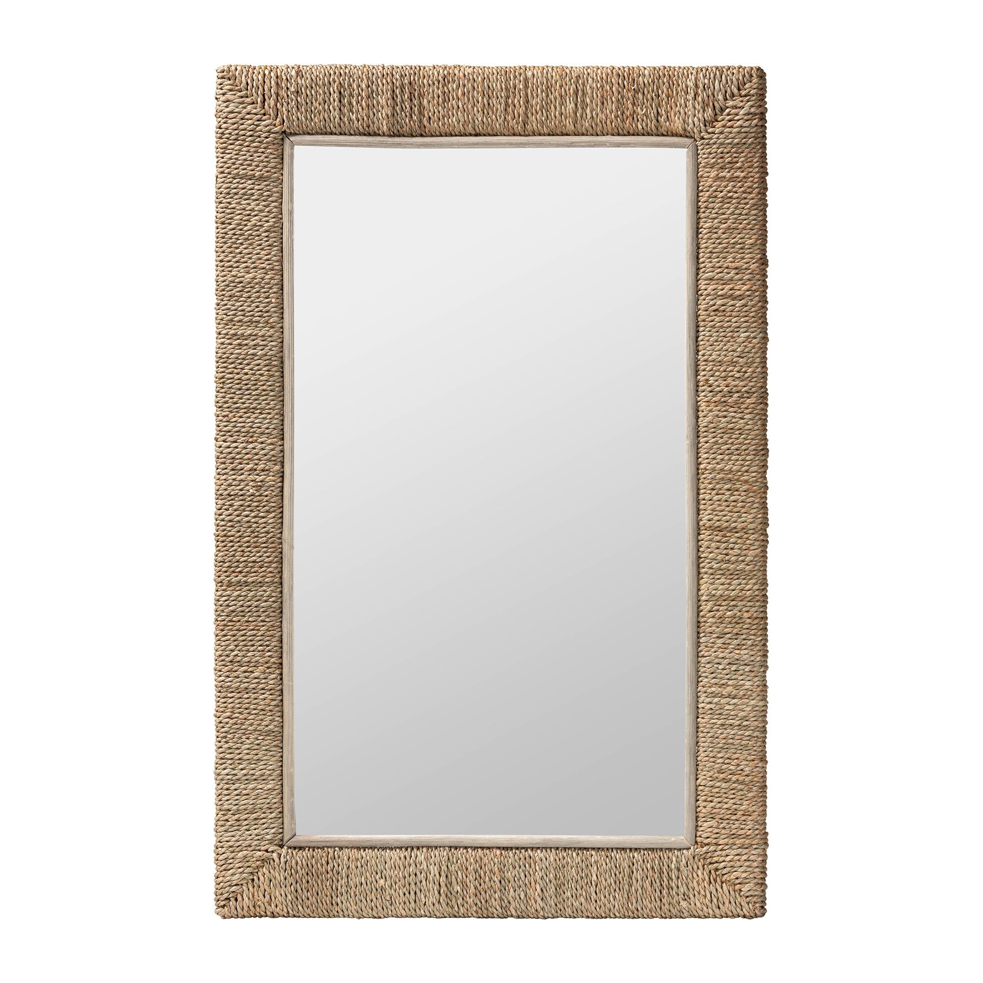 Geralyn Japandi Natural Seagrass Rectangular Wall Mirror