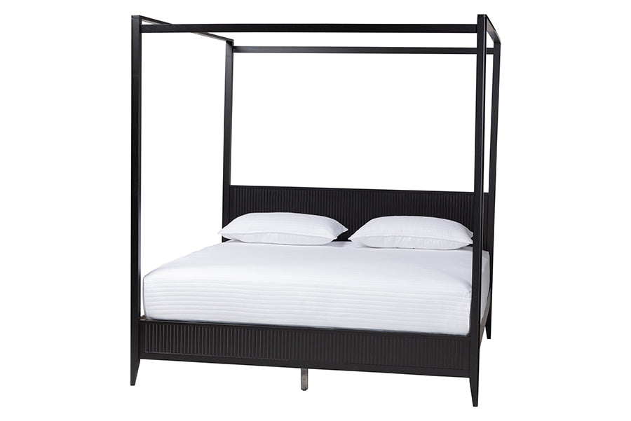 Cayla King Rubberwood Canopy Bed Tapered Legs & Solid Slat Support