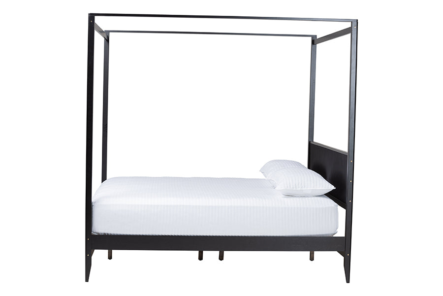 Cayla King Rubberwood Canopy Bed Tapered Legs & Solid Slat Support