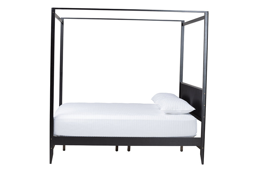 Cayla King Rubberwood Canopy Bed Tapered Legs & Solid Slat Support