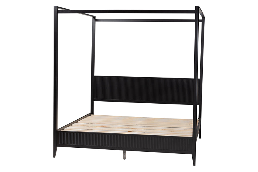 Cayla King Rubberwood Canopy Bed Tapered Legs & Solid Slat Support