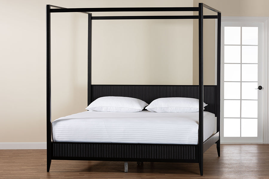 Cayla King Rubberwood Canopy Bed Tapered Legs & Solid Slat Support