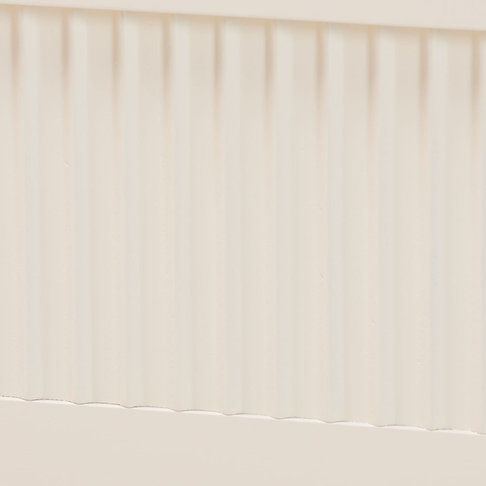 Primrose Mid-Century Ivory Fluted Wood King Size Canopy Bed