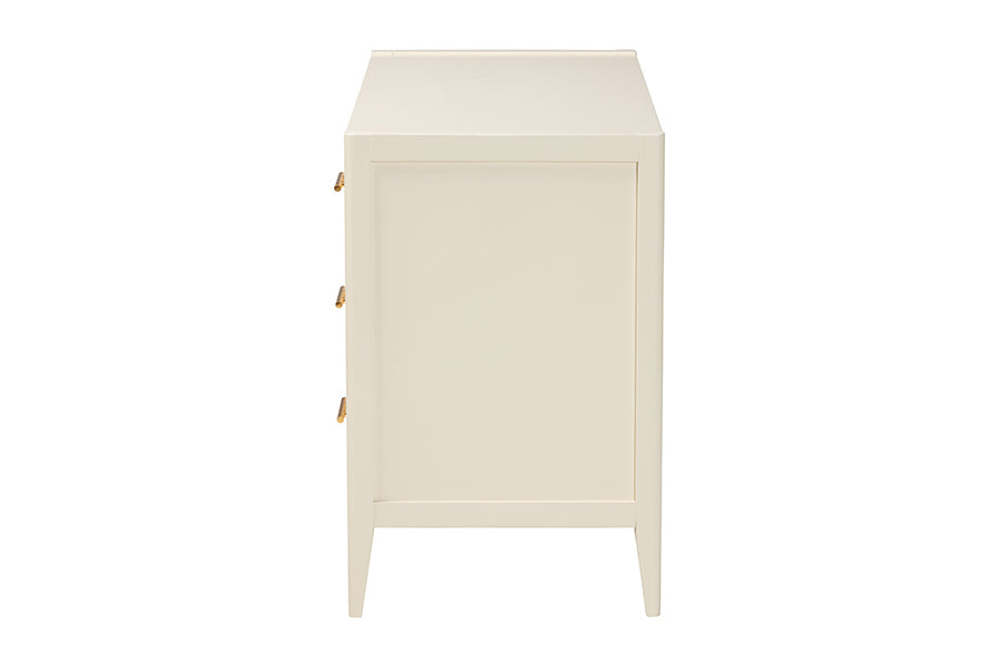 Primrose Mid-Century Ivory Fluted Wood 6-Drawer Dresser