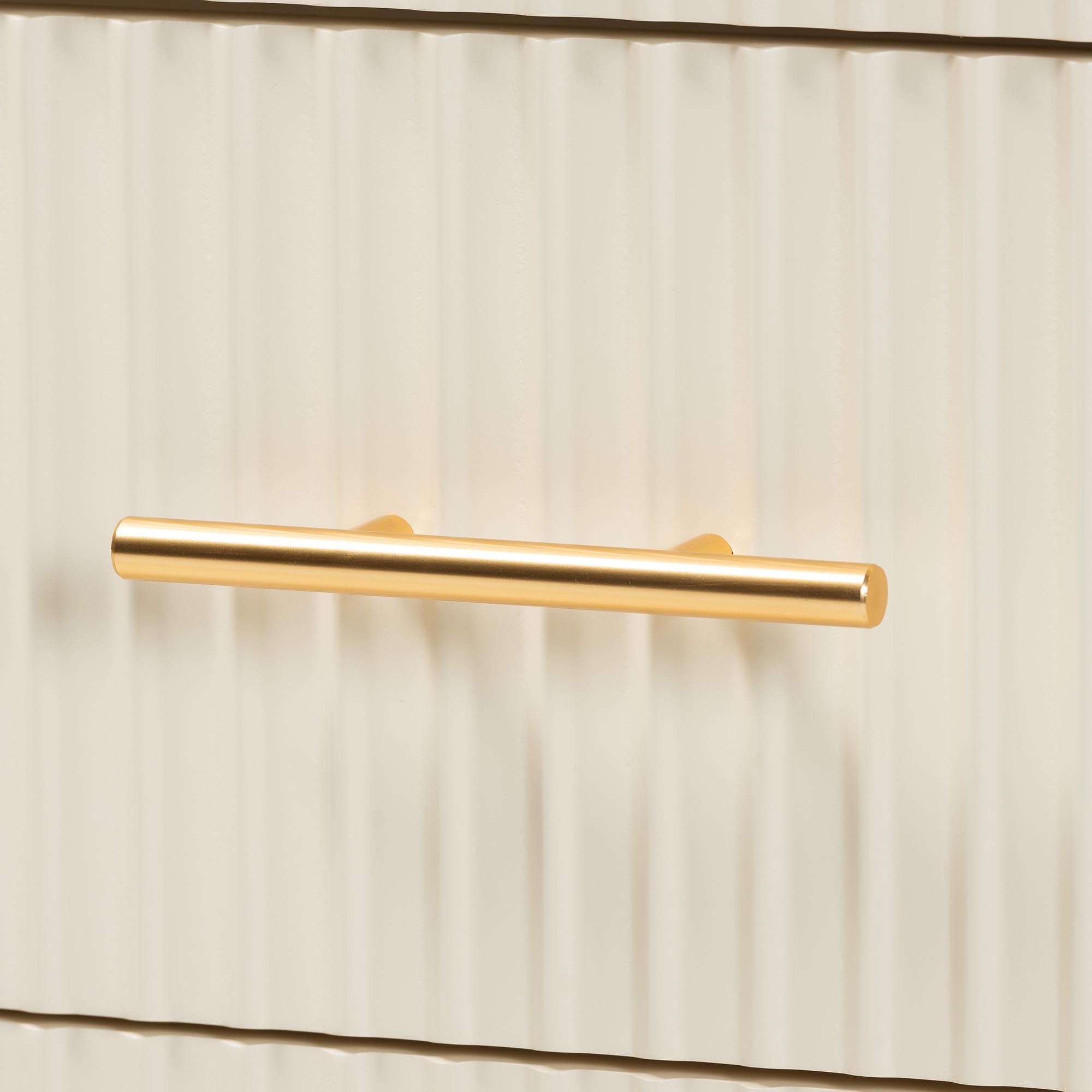 Primrose Mid-Century Ivory Fluted Wood 6-Drawer Dresser