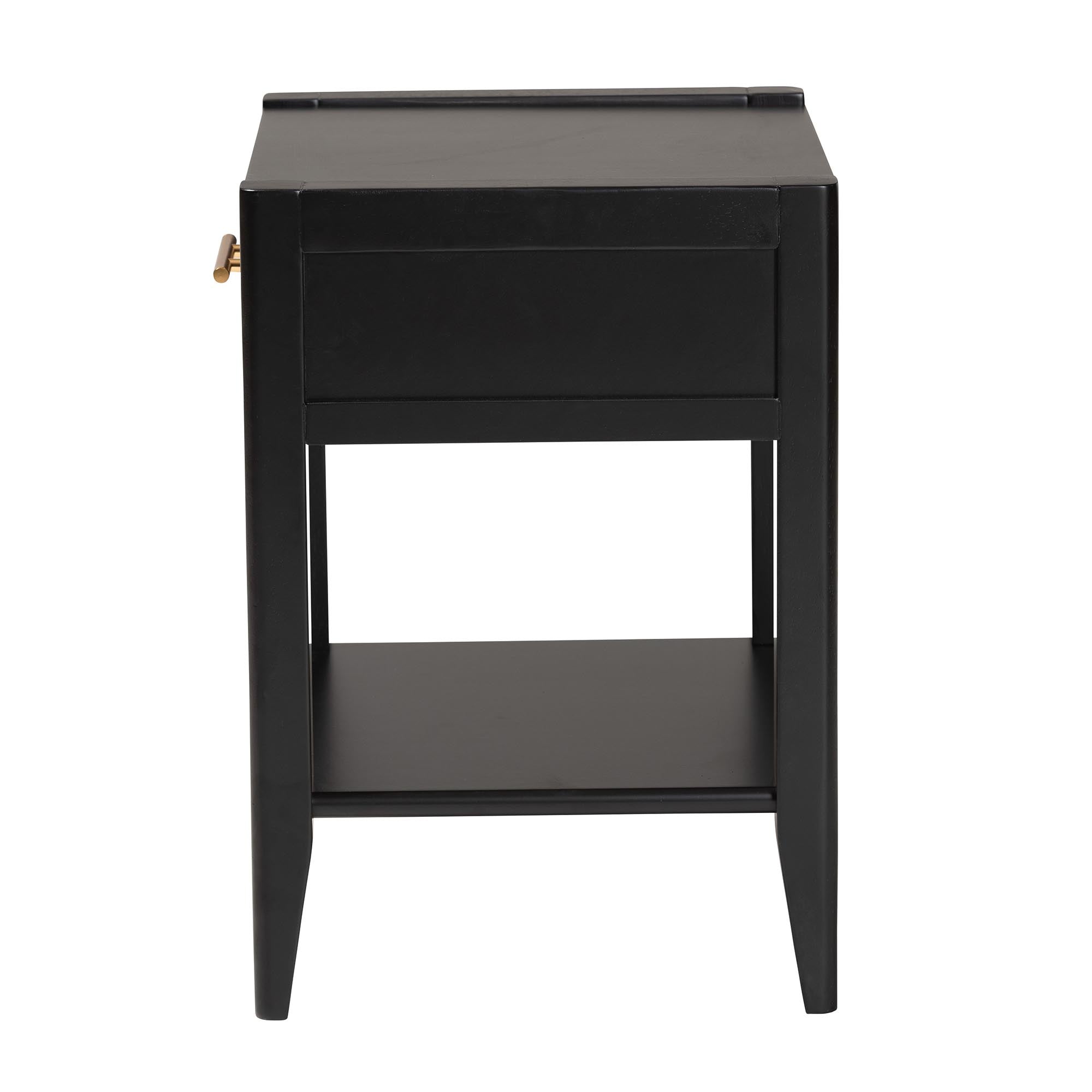 Primrose Mid-Century Black Fluted Wood 1-Drawer Nightstand