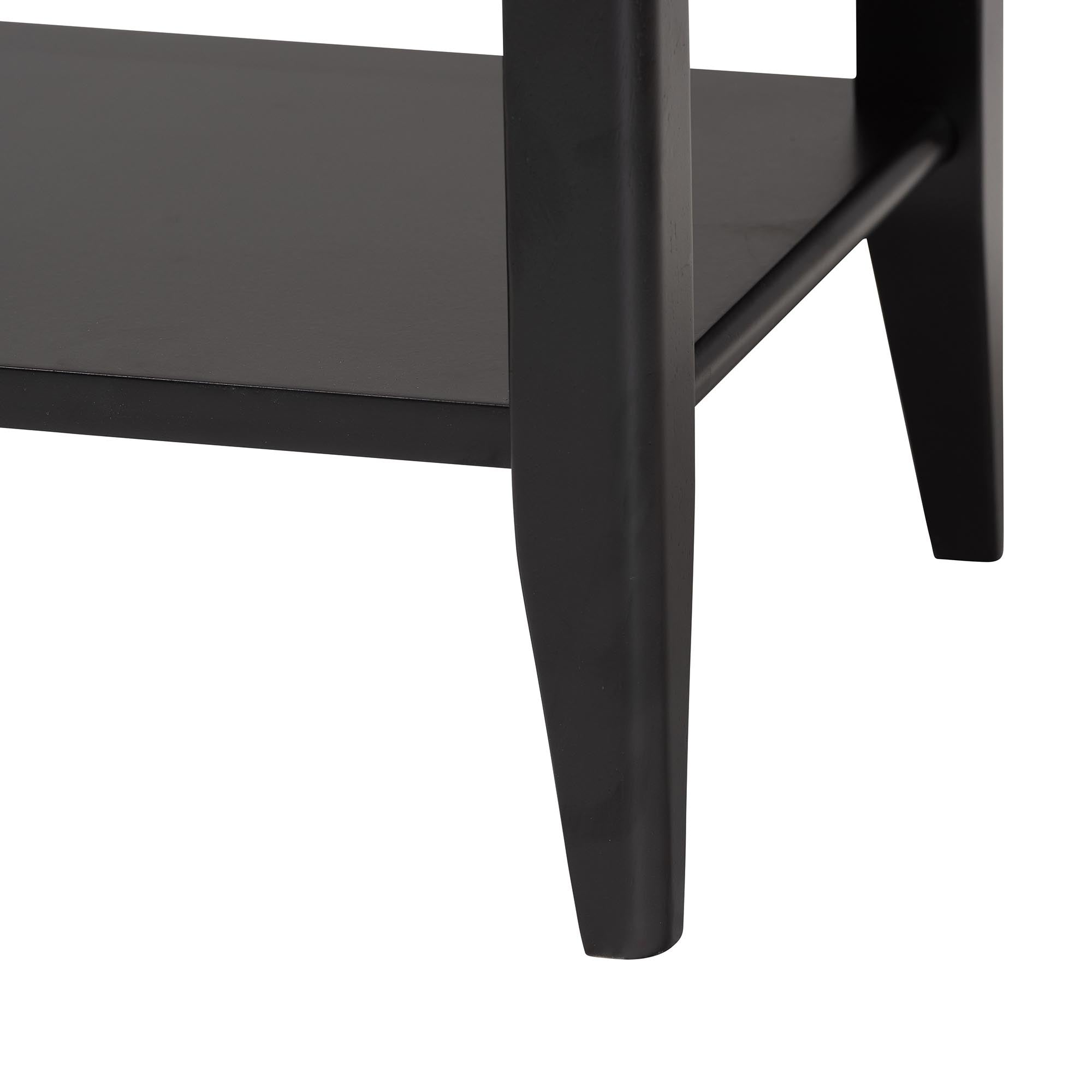 Primrose Mid-Century Black Fluted Wood 1-Drawer Nightstand