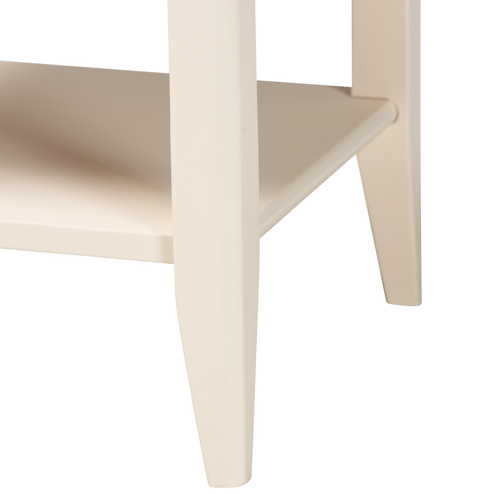 Primrose Mid-Century Ivory Fluted Wood 1-Drawer Nightstand