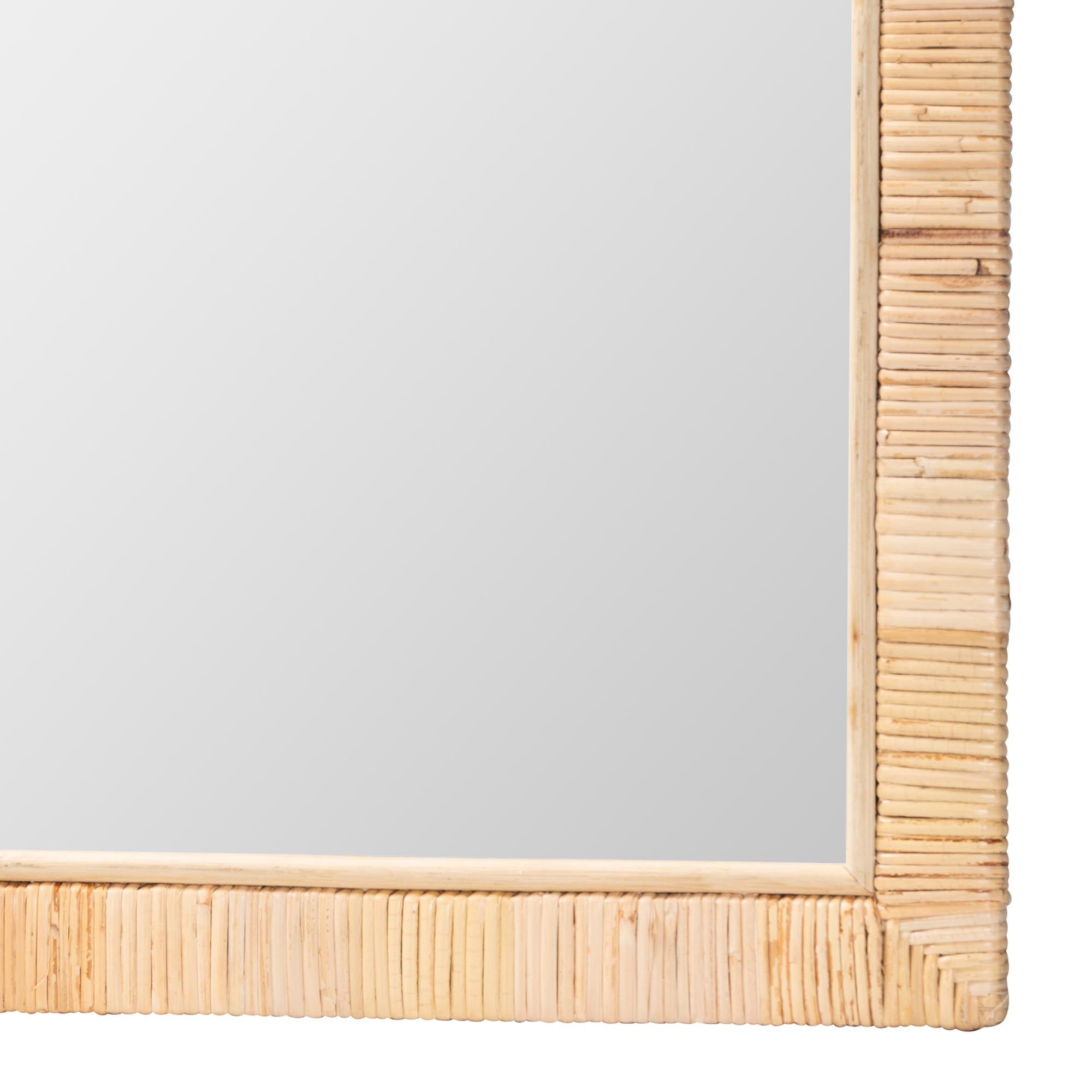 Lankston Bohemian Natural Rattan Rectangle Accent Wall Mirror