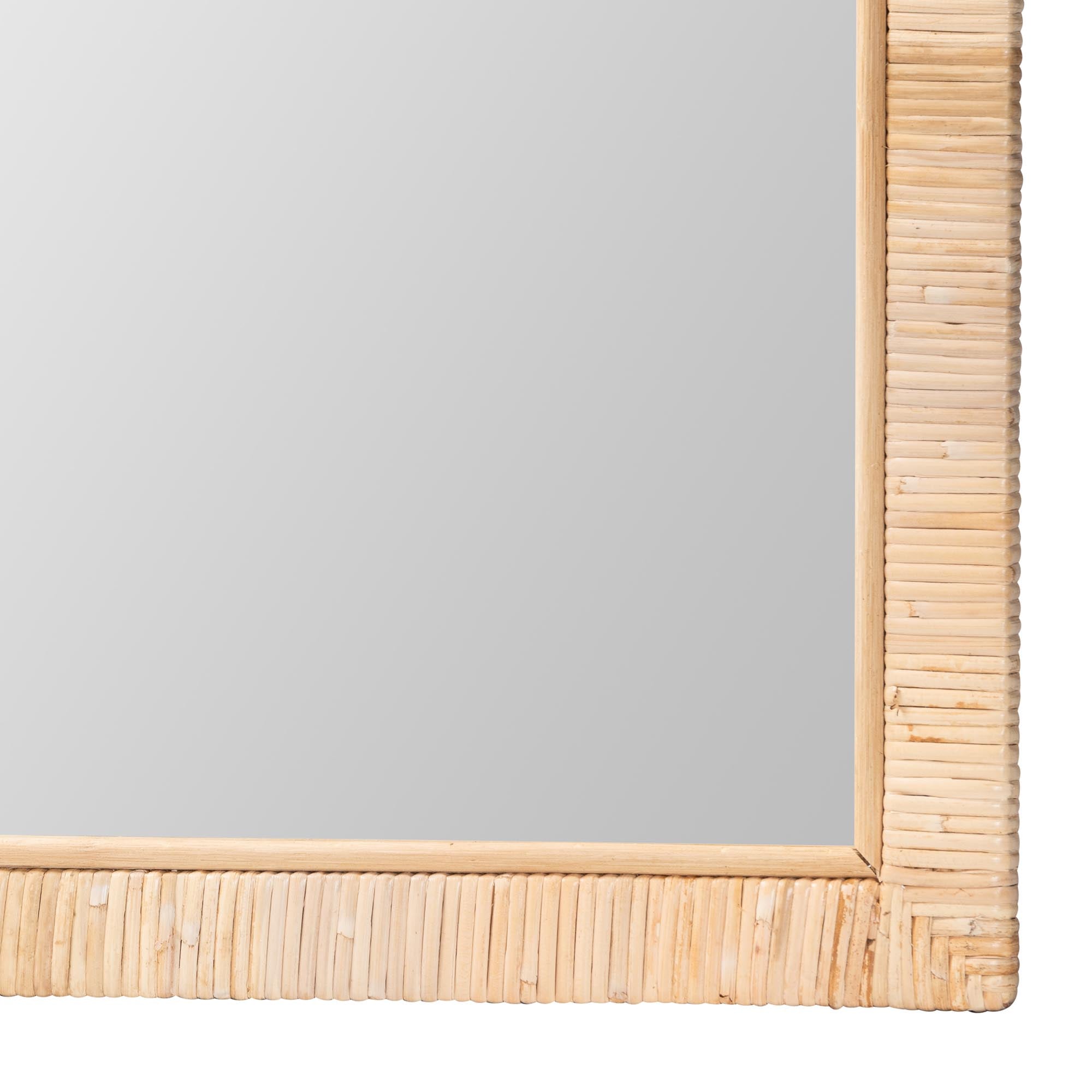 Lankston Bohemian Natural Rattan Square Accent Wall Mirror