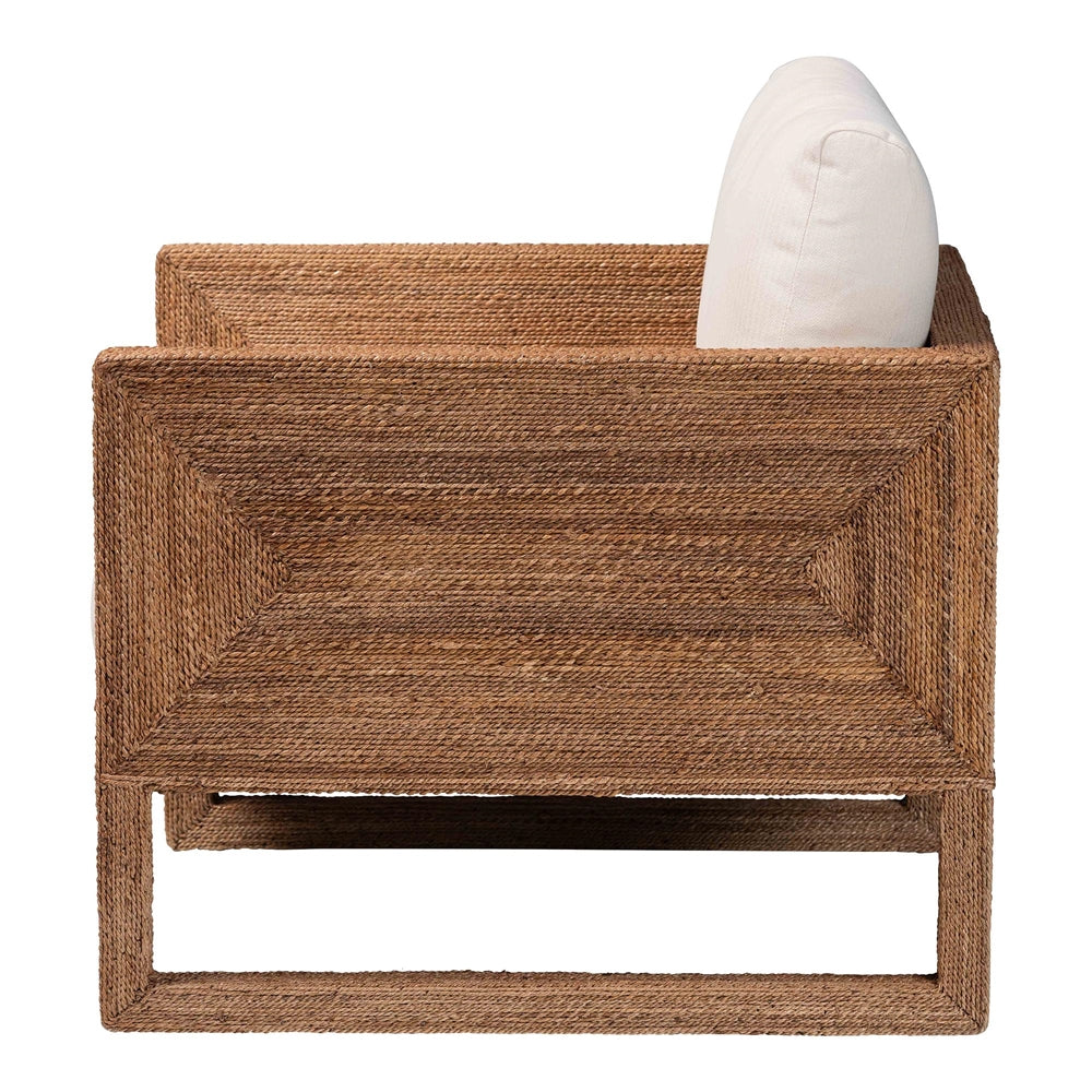 Helina Bohemian Bleached Seagrass and Acacia Wood Arm Chair