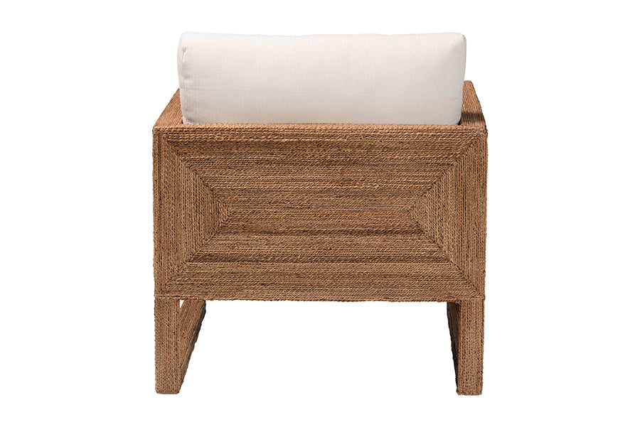 Helina Bohemian Bleached Seagrass and Acacia Wood Arm Chair