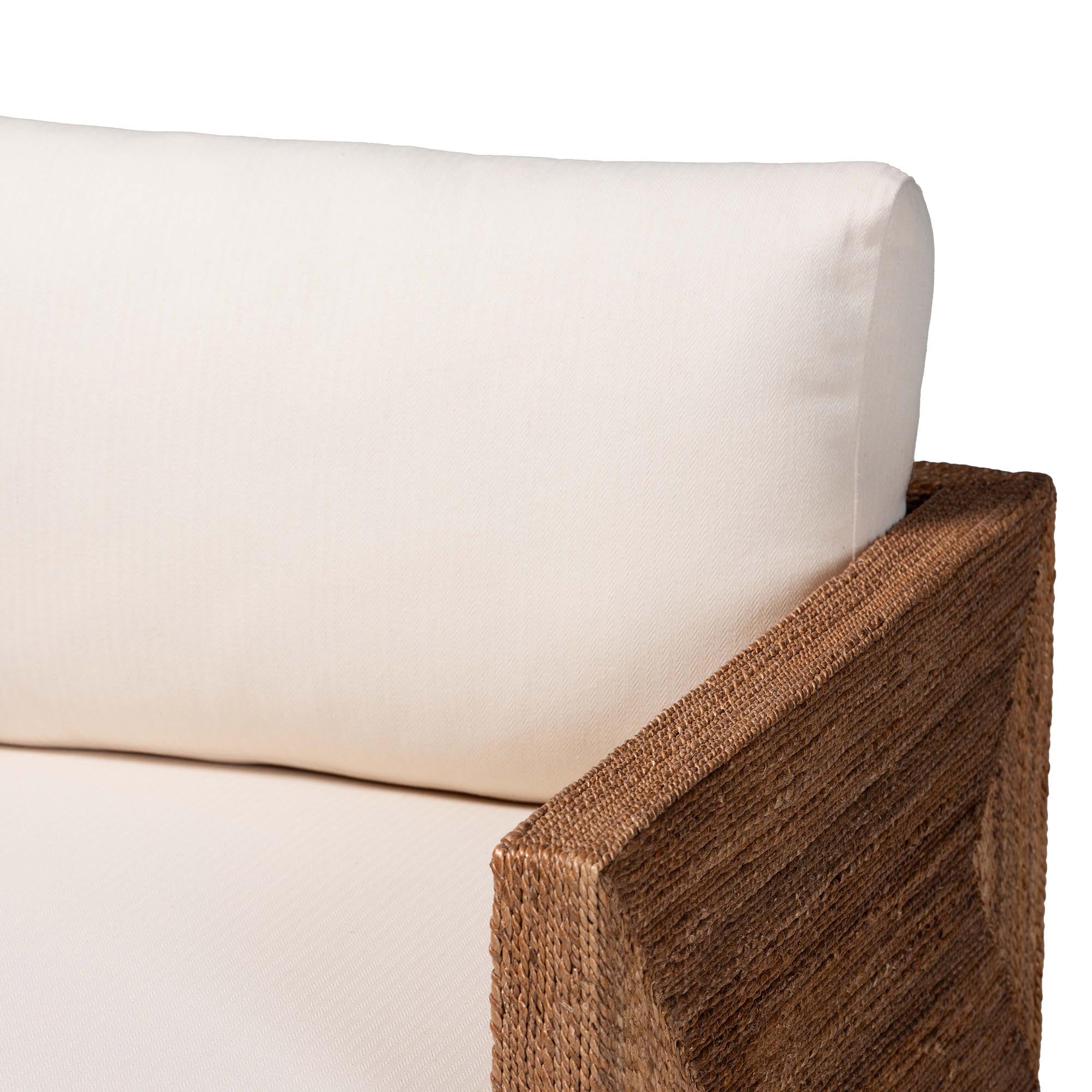 Helina Bohemian Bleached Seagrass and Acacia Wood Arm Chair