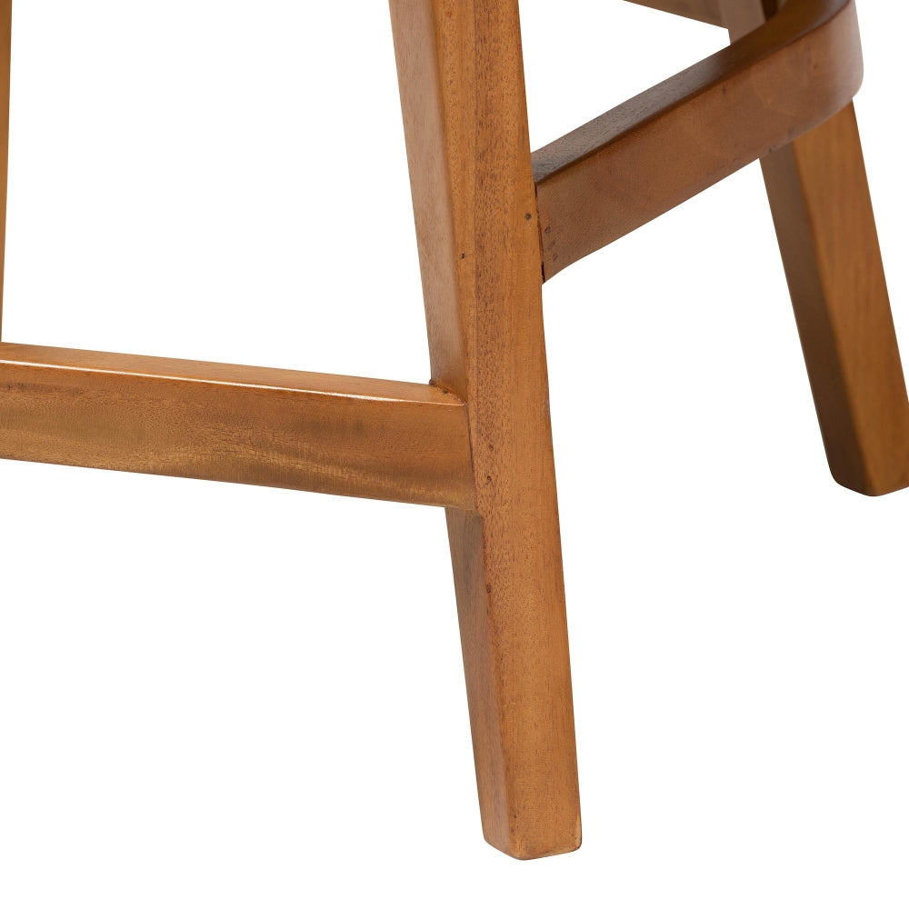 Sabit Bohemian Seagrass and Mahogany Wood Counter Stool