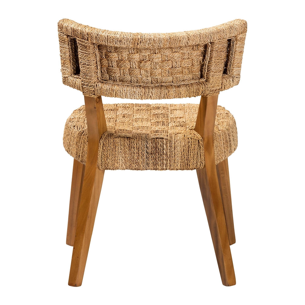 Sabit Bohemian Seagrass and Mahogany Wood Dining Chair
