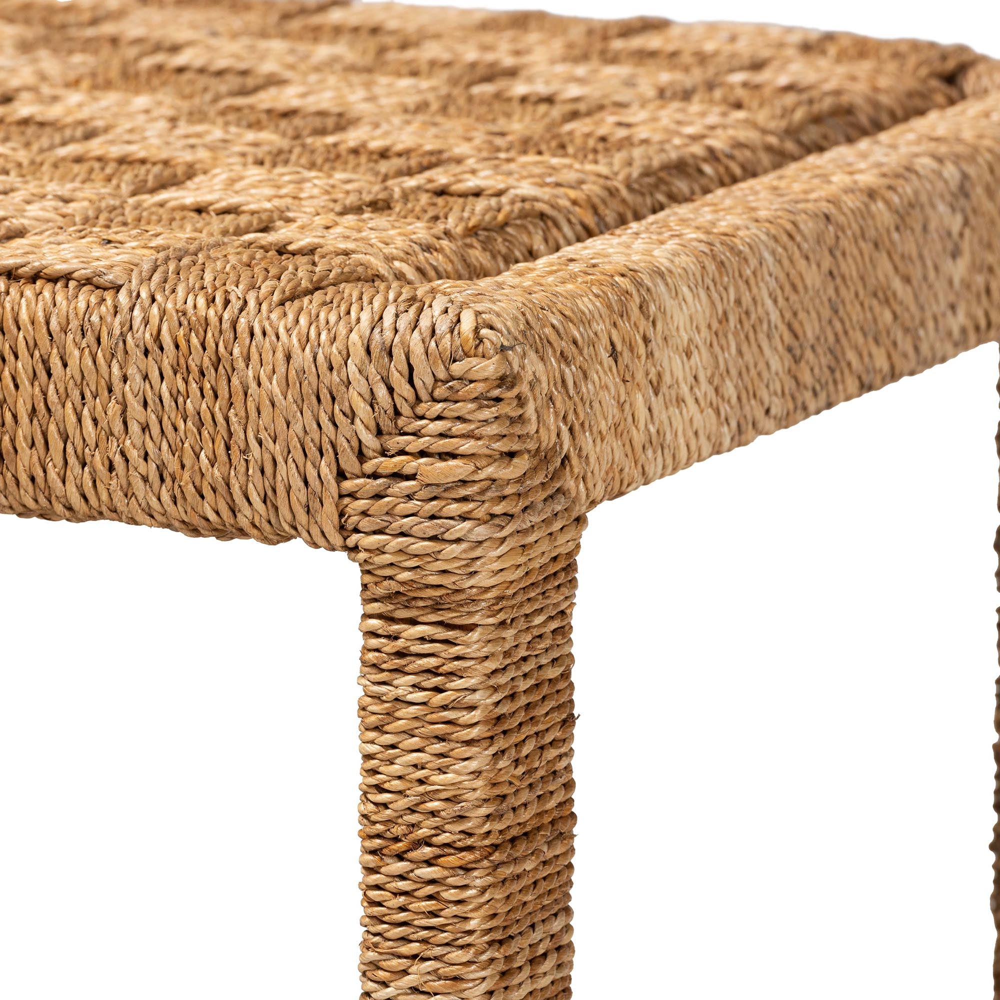 Cipally Bohemian Seagrass and Mahogany Wood Accent Bench