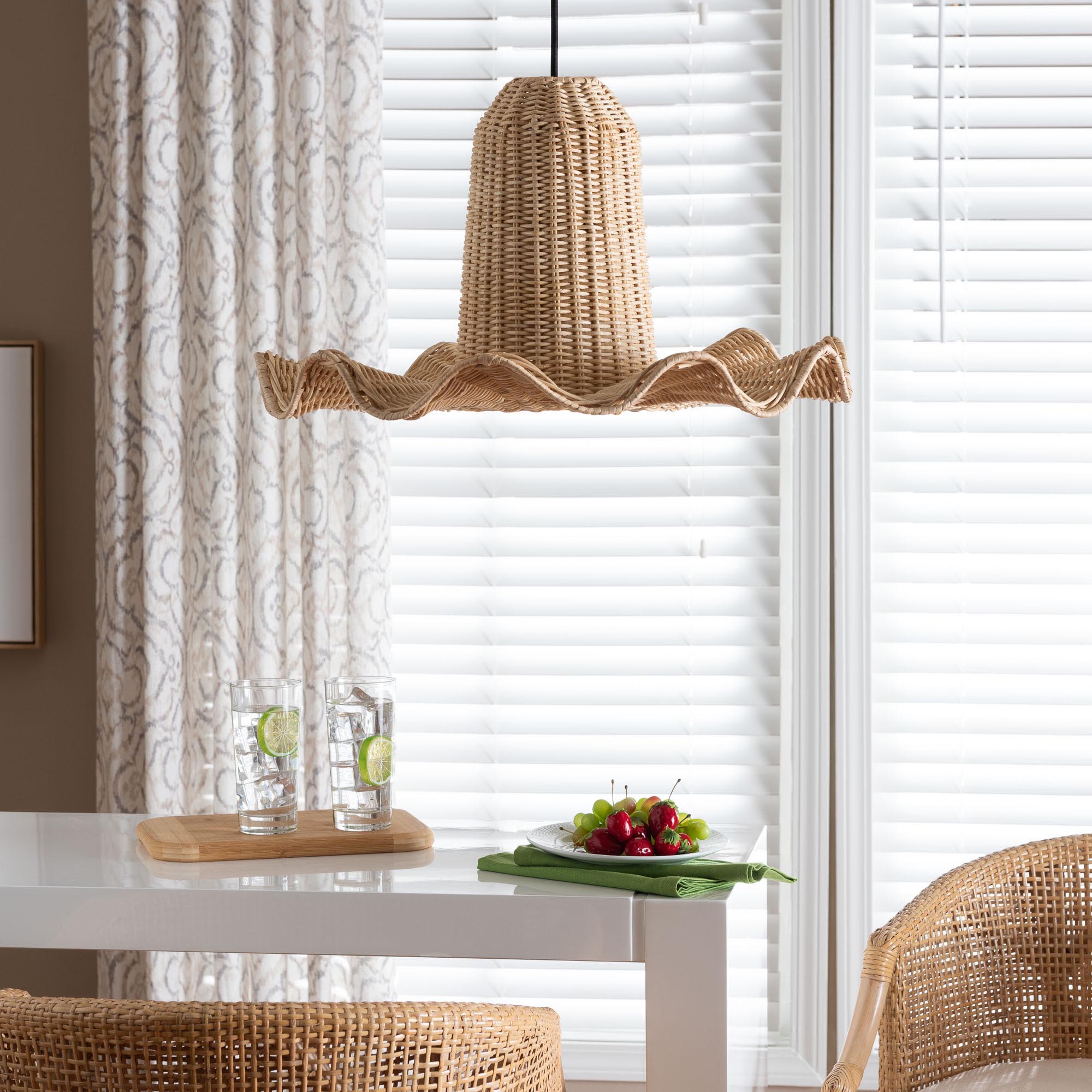 Lavada Bohemian Natural Scalloped Rattan Pendant Lampshade