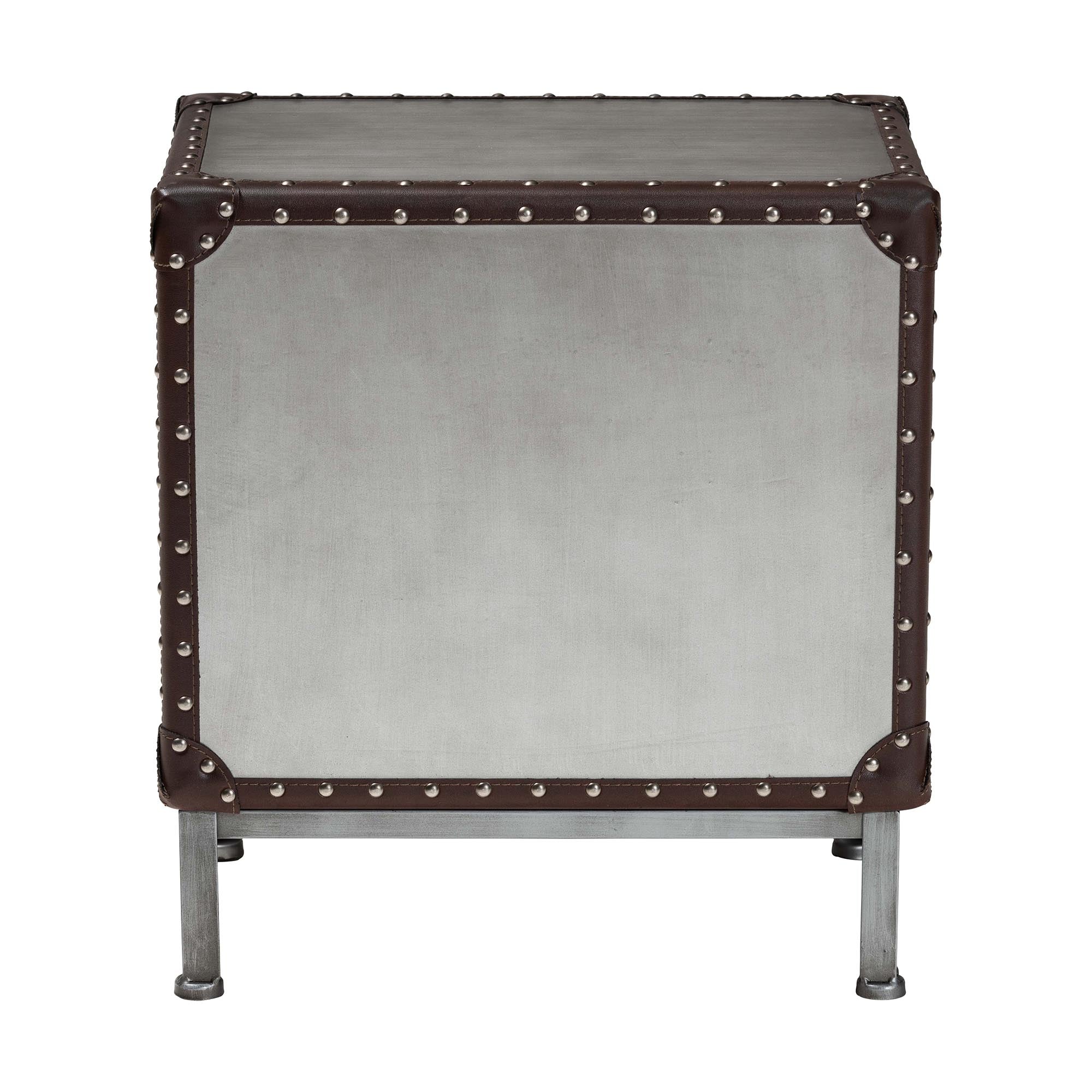 Jacey Vintage Silver Metal 2-Drawer End Table