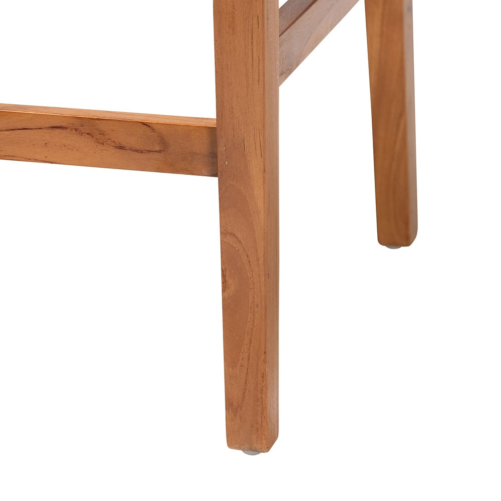 Prita Bohemian Paper Loom and Natural Mahogany Wood 2-Piece Bar Stool Set