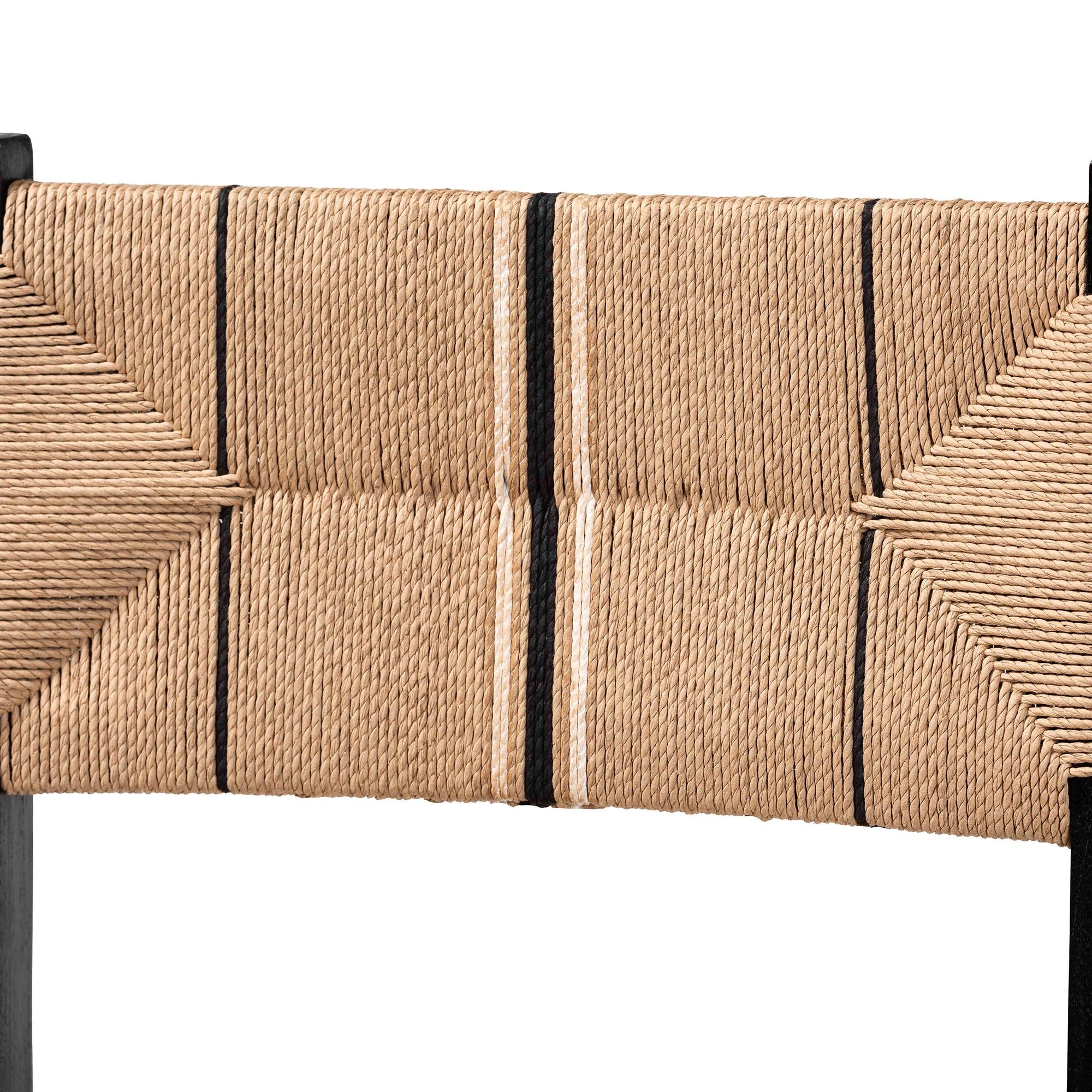 Prita Bohemian Paper Loom and Black Mahogany Wood 2-Piece Bar Stool Set