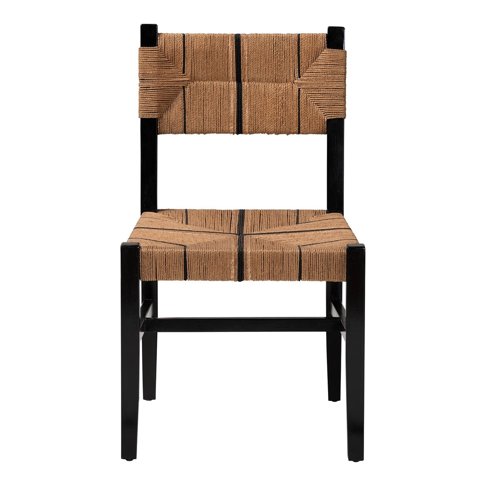 bali & pari Prita Bohemian Paper Loom and Black Mahogany Wood Dining Chair