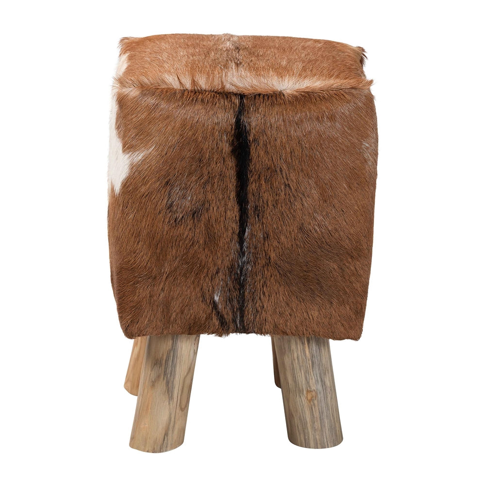 Scotlyn Genuine Goat Leather Footstool