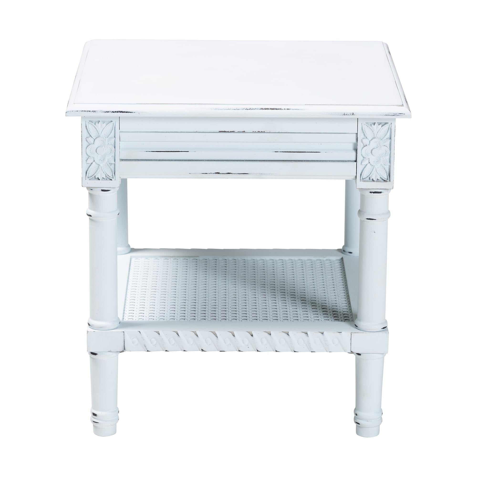 Jeanne Vintage Traditional White Wood End Table