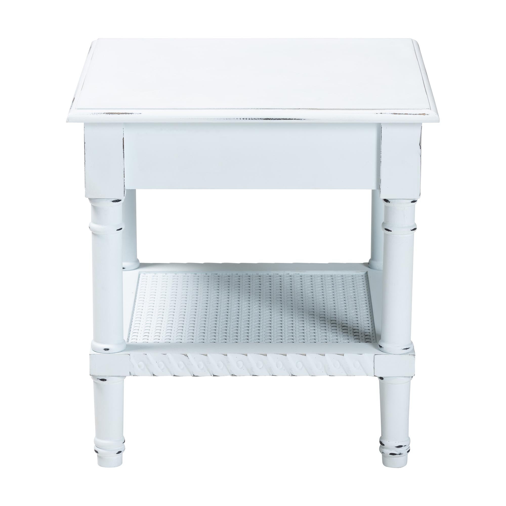 Jeanne Vintage Traditional White Wood End Table