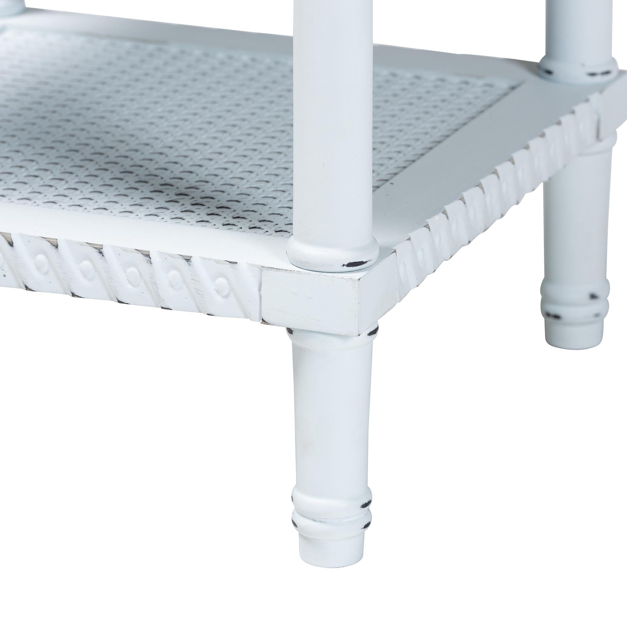 Jeanne Vintage Traditional White Wood End Table