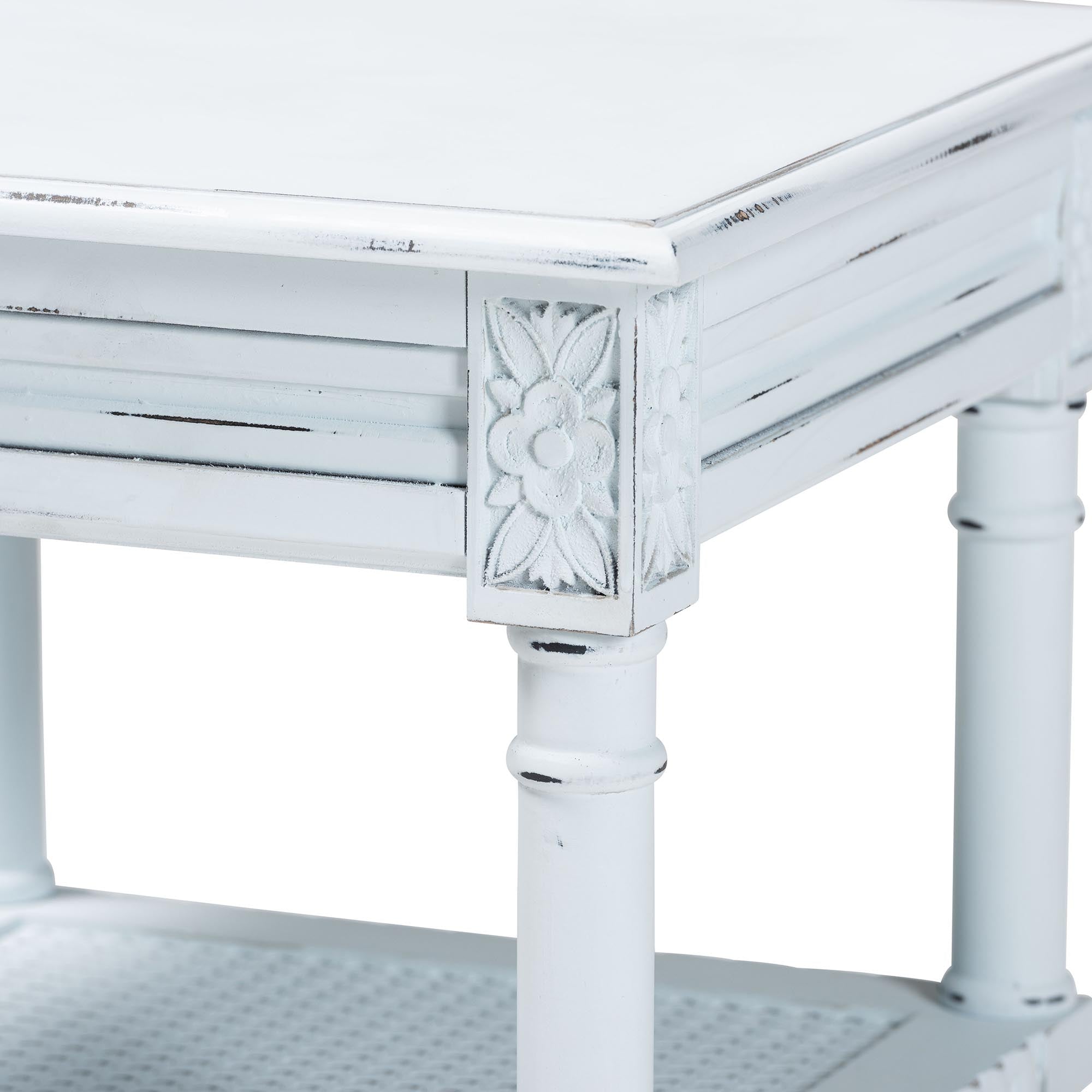 Jeanne Vintage Traditional White Wood End Table