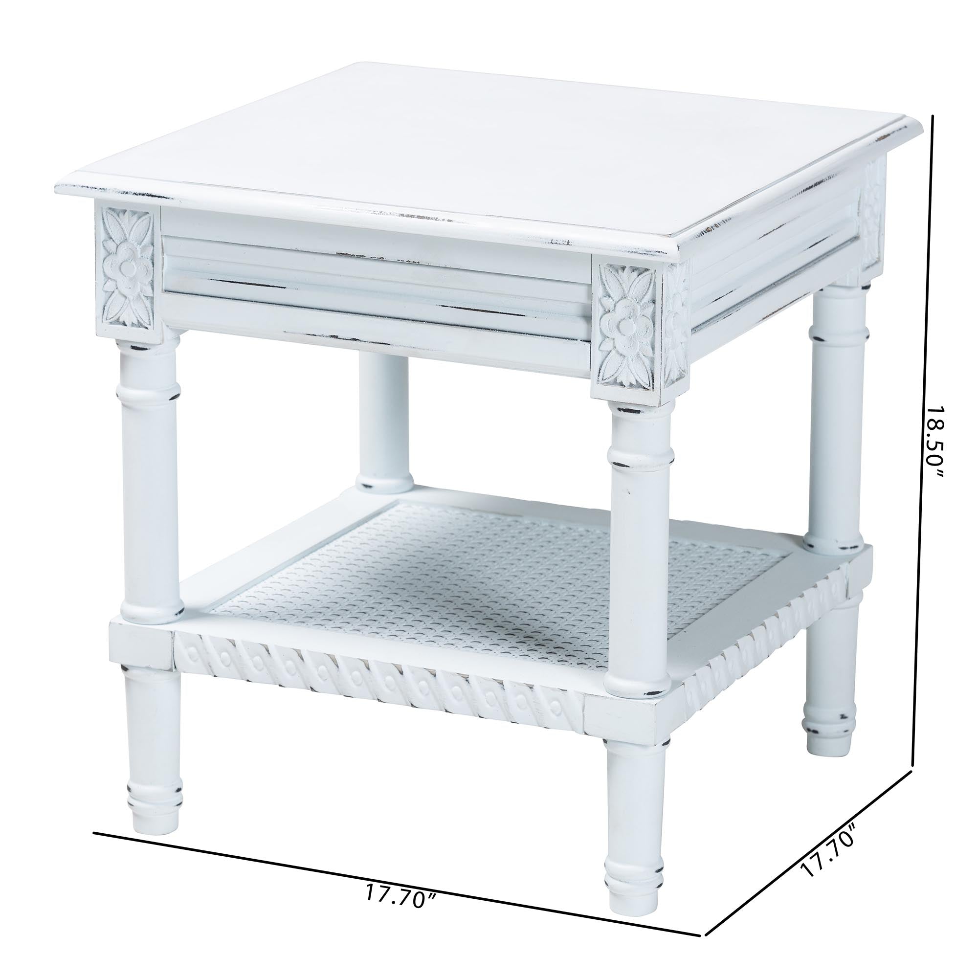 Jeanne Vintage Traditional White Wood End Table