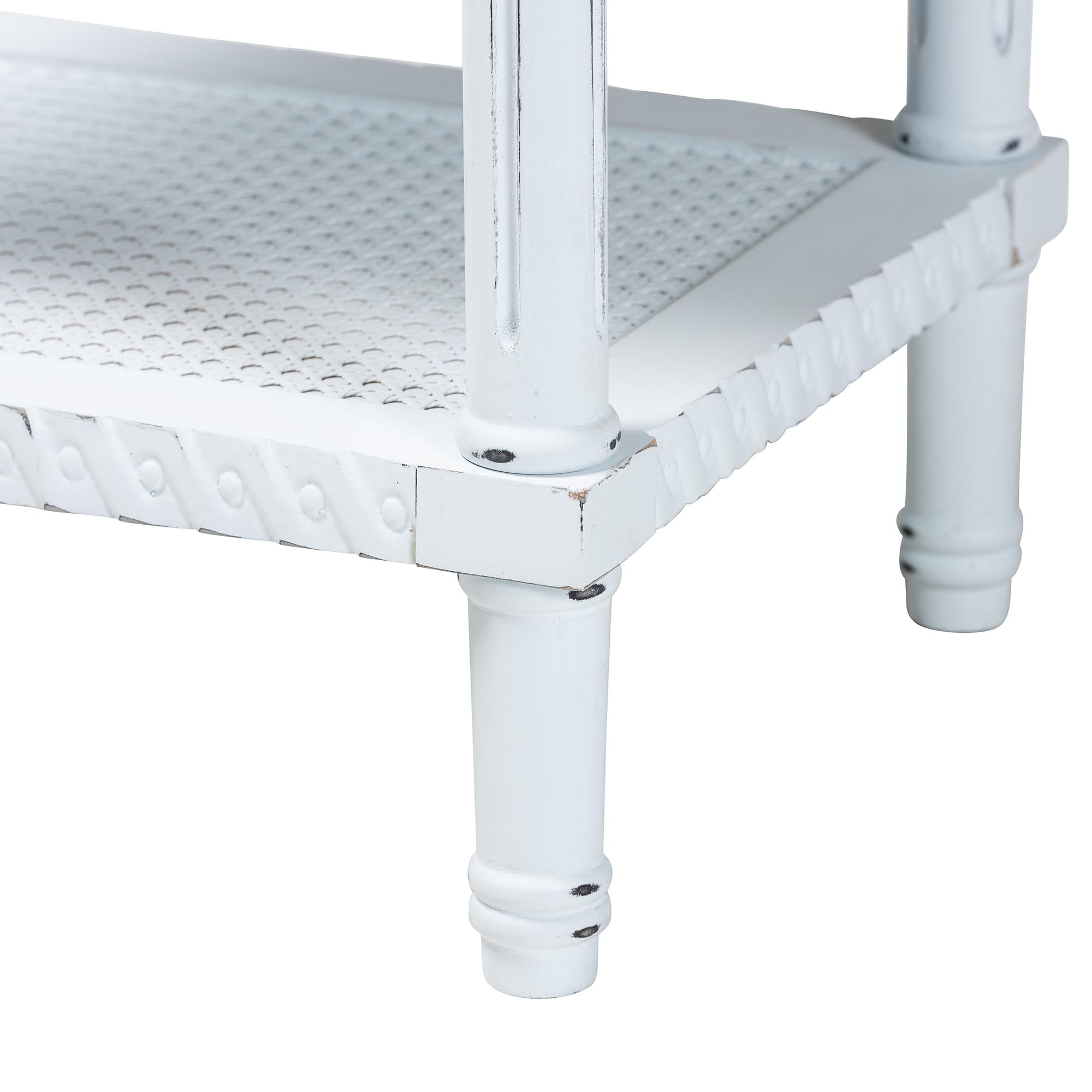 Legrand Classic French Two-Tone White and Natural Brown 1-Drawer End Table