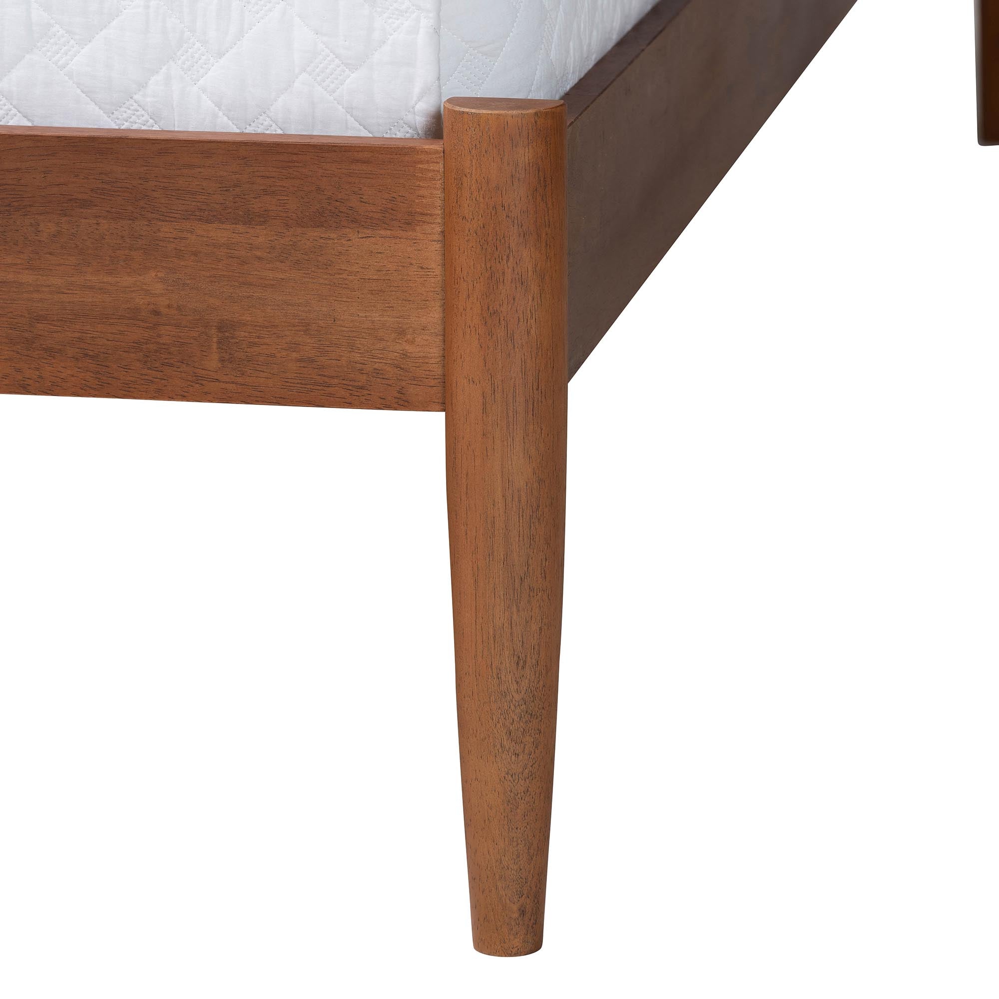 Maeron Mid-Century Modern Walnut Brown Queen Platform Bed with Spindle Headboard
