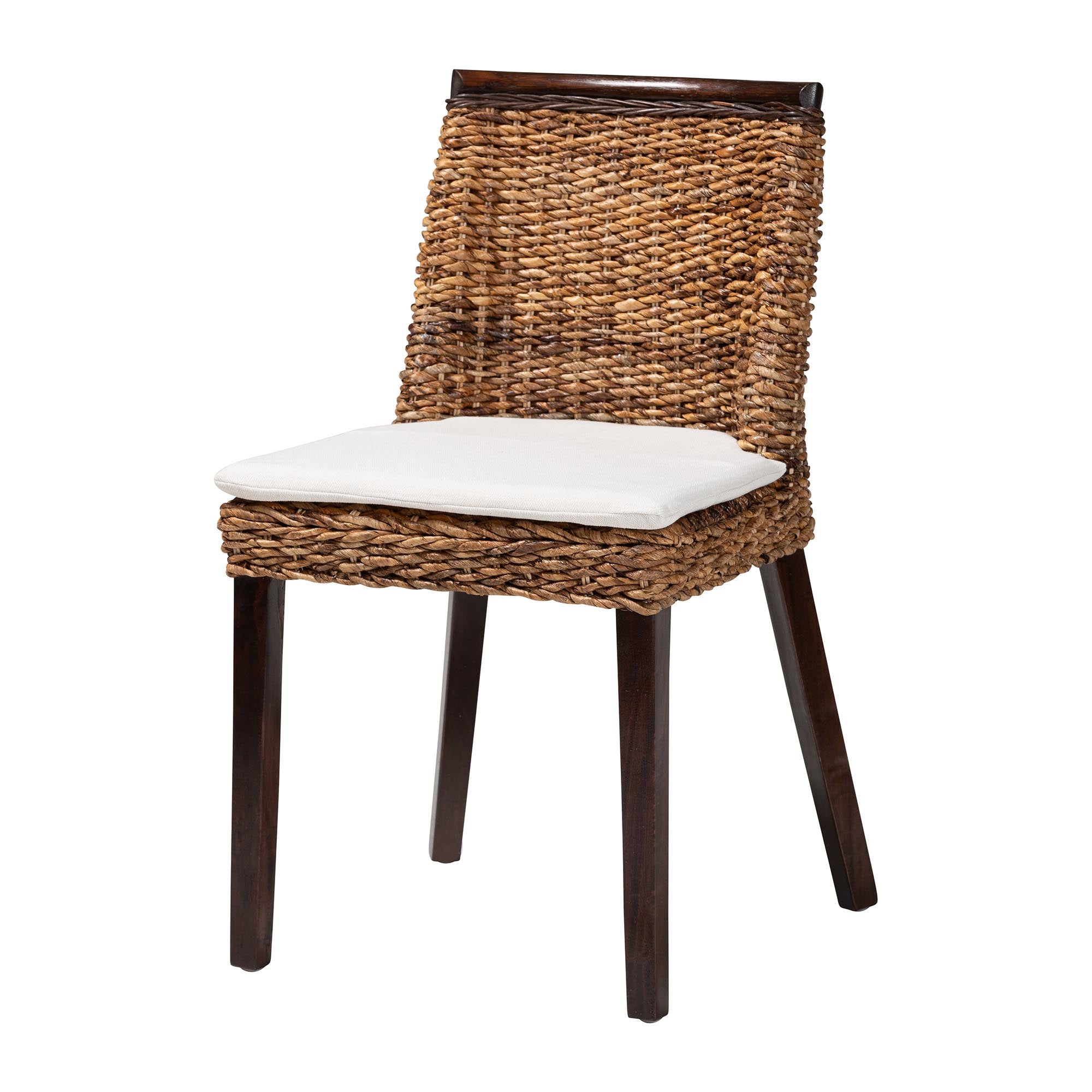 Abbas Bohemian Seagrass and Dark Brown Wood Dining Chair