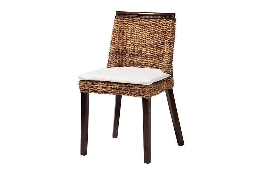 Abbas Bohemian Seagrass and Dark Brown Wood Dining Chair