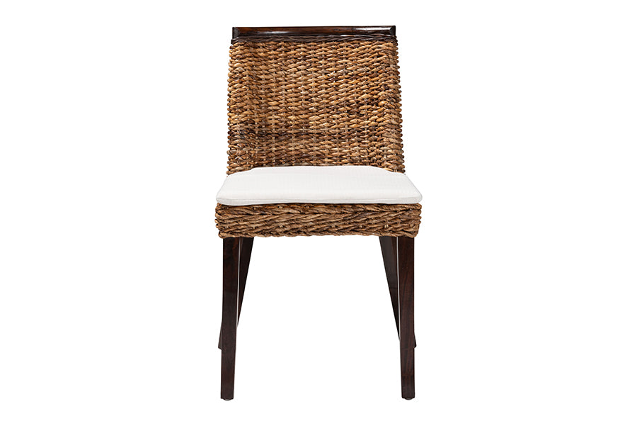 Abbas Bohemian Seagrass and Dark Brown Wood Dining Chair