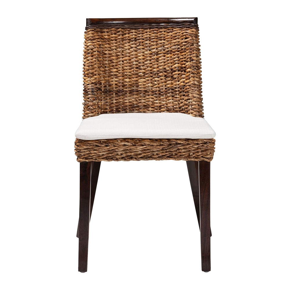Abbas Bohemian Seagrass and Dark Brown Wood Dining Chair