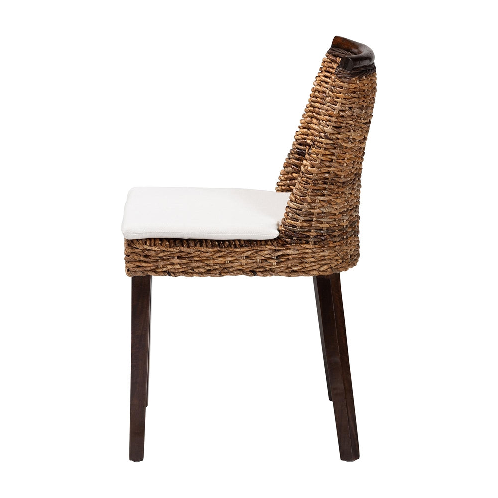 Abbas Bohemian Seagrass and Dark Brown Wood Dining Chair
