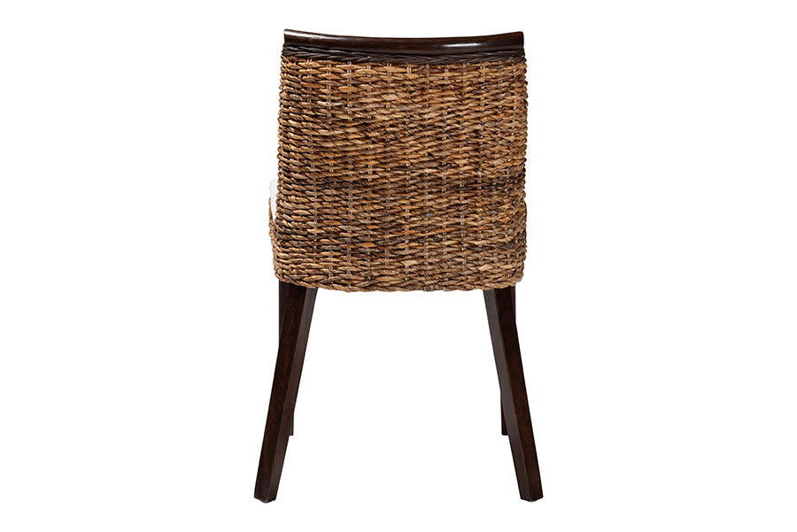 Abbas Bohemian Seagrass and Dark Brown Wood Dining Chair