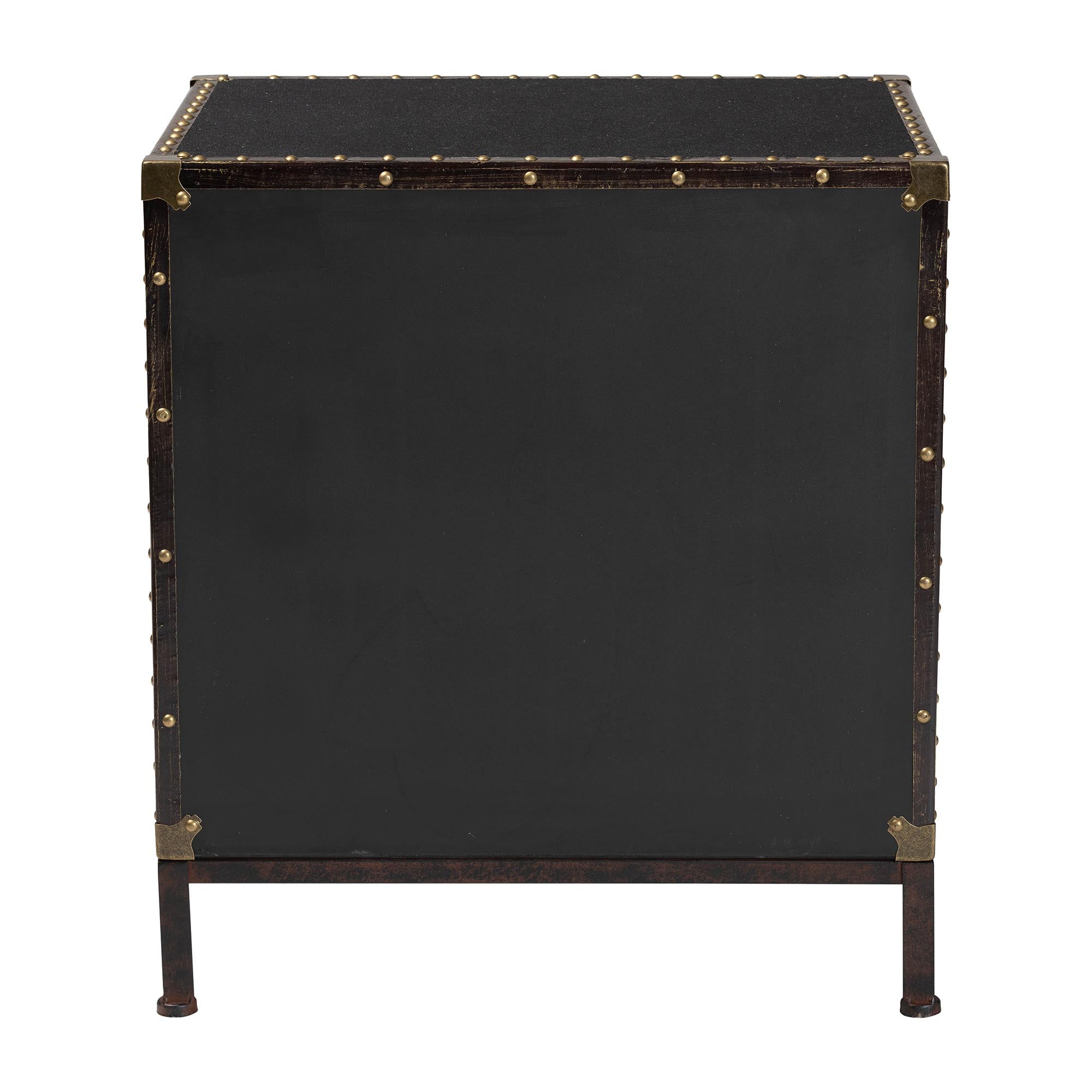 Laura Vintage Black Canvas 2-Drawer End Table Trunk