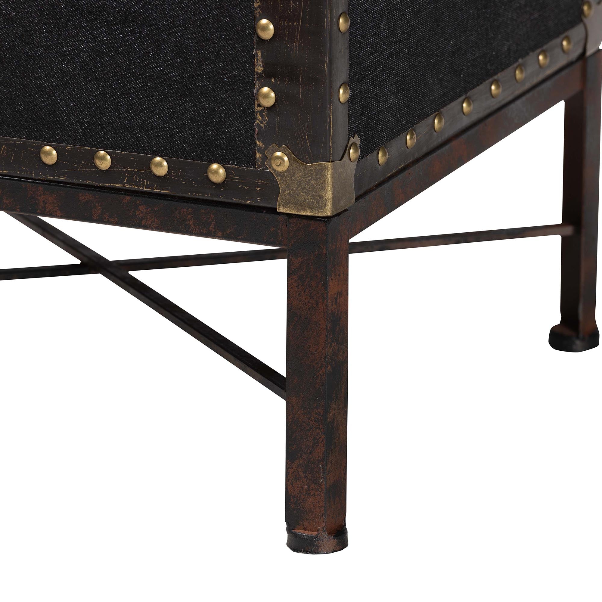 Laura Vintage Black Canvas Lift-Top Trunk End Table