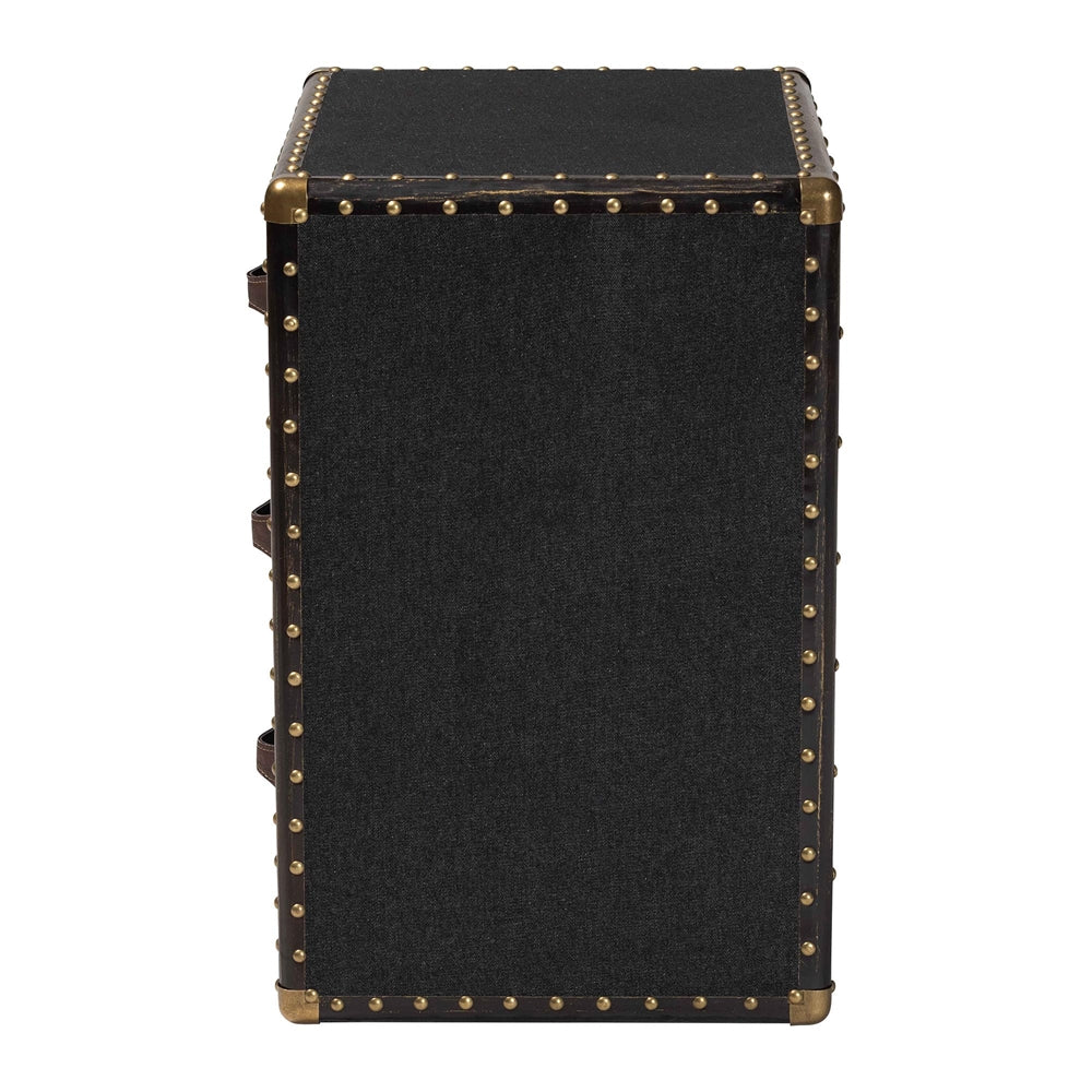 Mallison Vintage Black Canvas 3-Drawer End Table