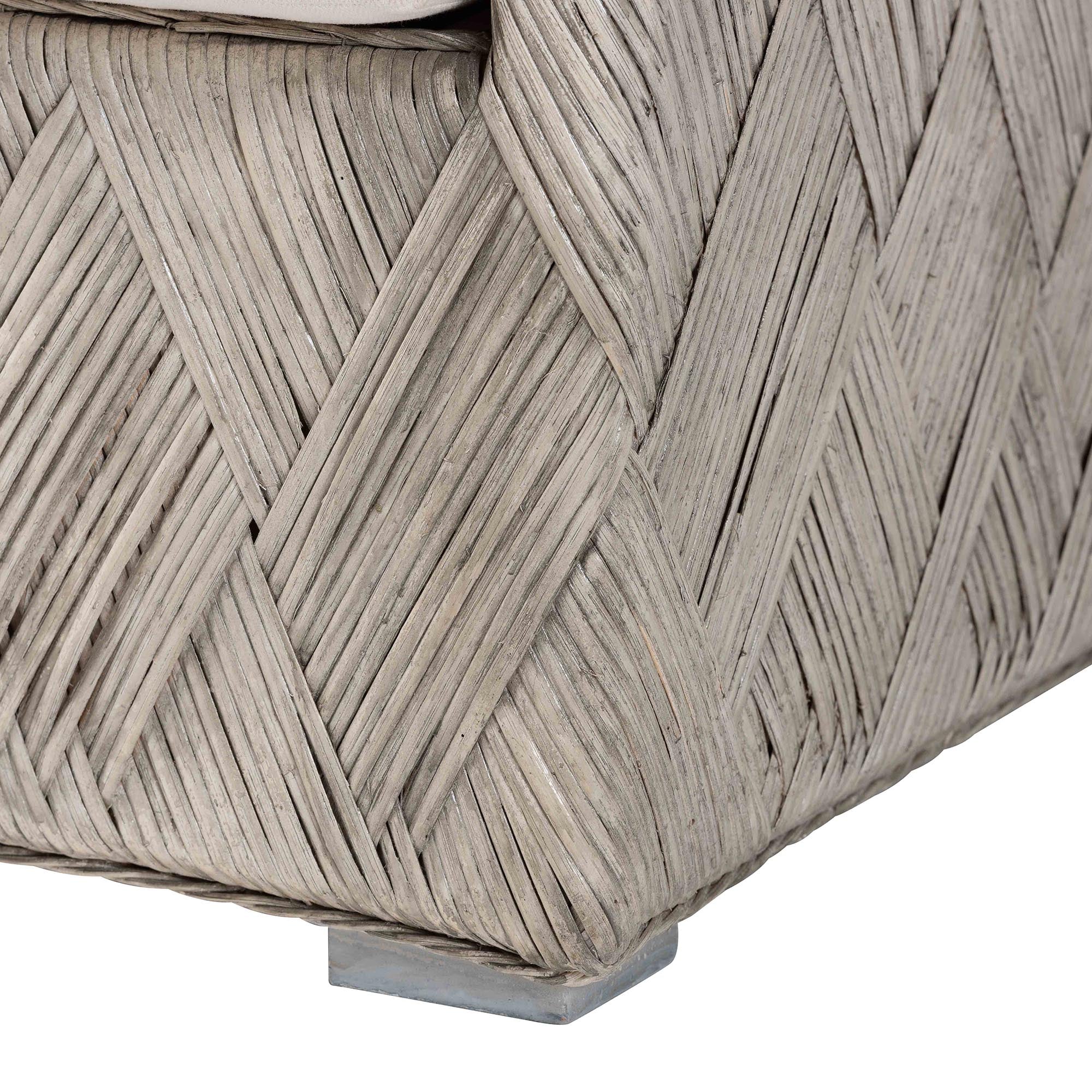 Melbourne Natural Rattan Lounge Chair - Handwoven Wicker Armchair with Tuxedo Frame for Living Room, Lounge, or Sun Room