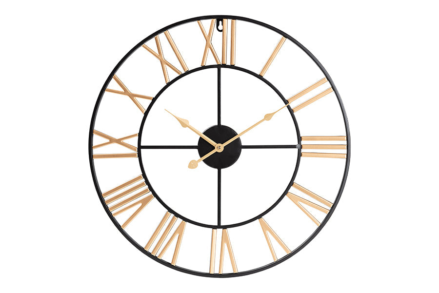 Auden Modern Industrial Two-Tone Black and Gold Metal Wall Clock