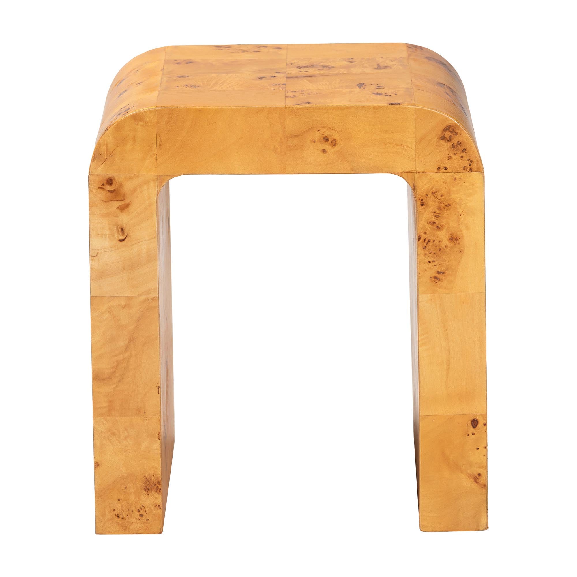 Revelle Modern and Contemporary Natural Light Mappa Real Burl Wood End Table