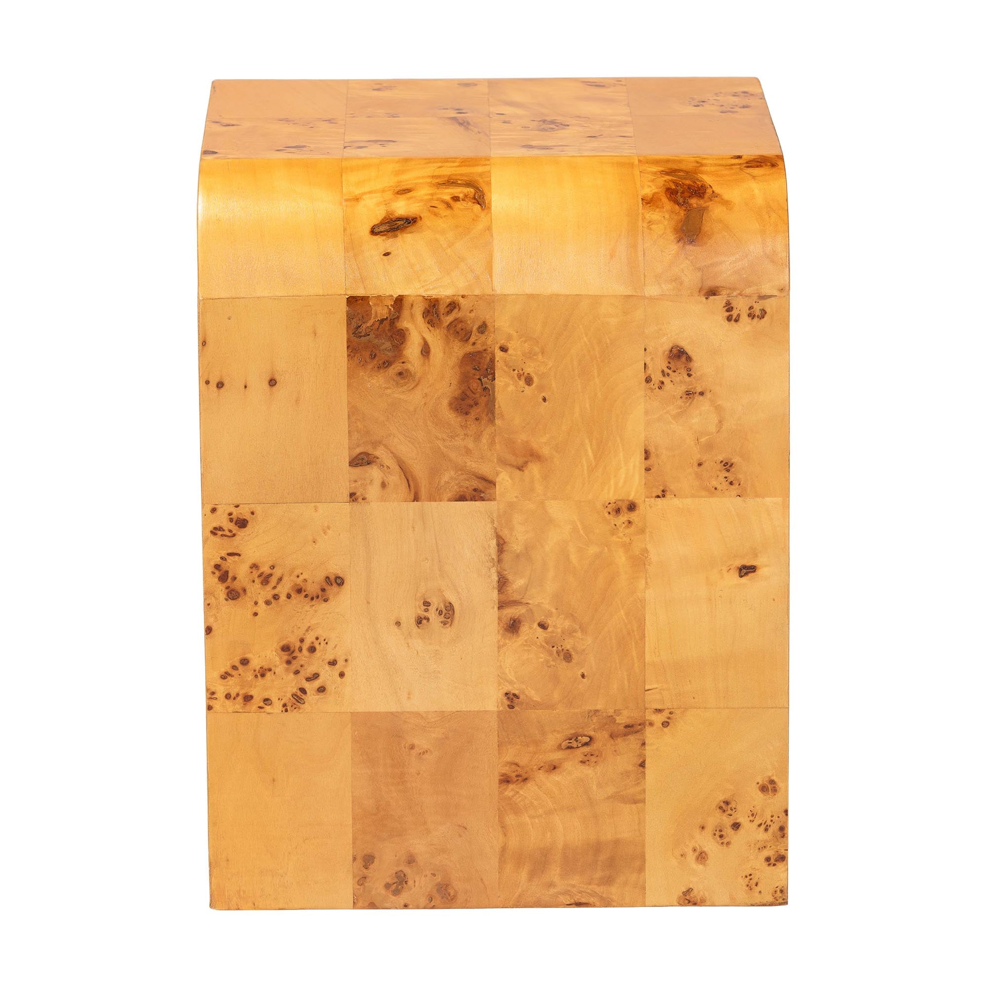 Revelle Modern and Contemporary Natural Light Mappa Real Burl Wood End Table