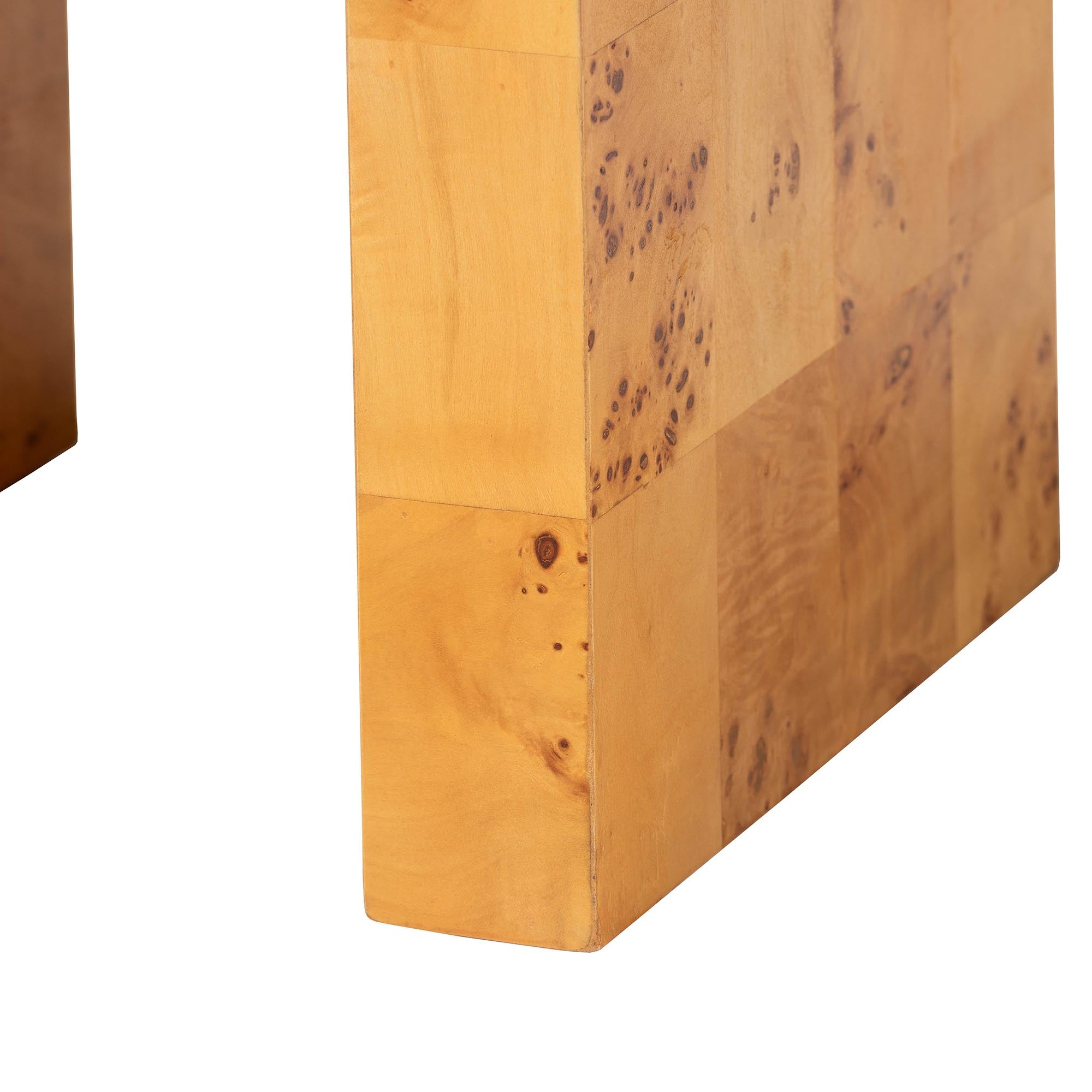 Revelle Modern and Contemporary Natural Light Mappa Real Burl Wood End Table