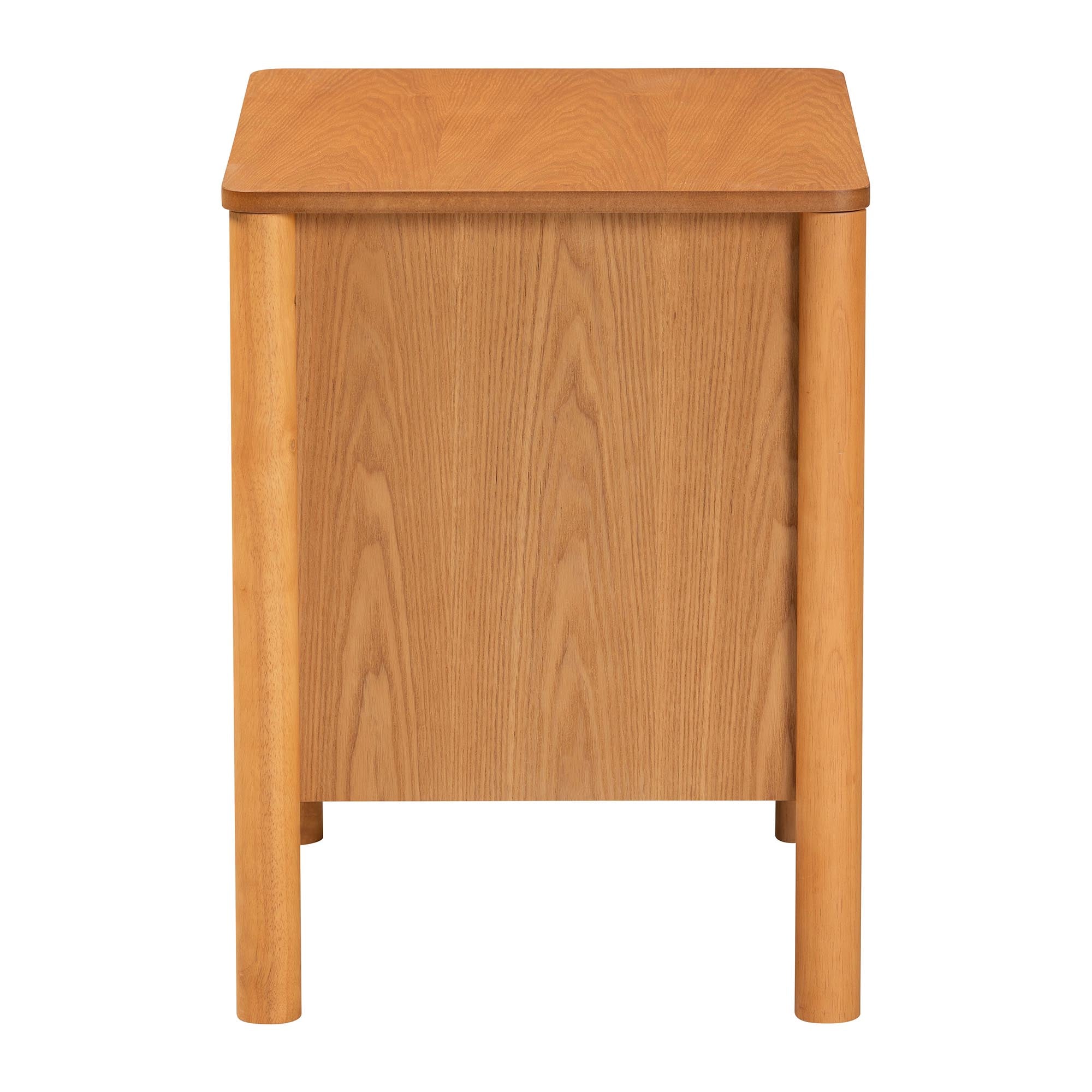 Jenn Golden Brown Wood Japandi 2-Drawer Nightstand with Distressed-Finished Rattan