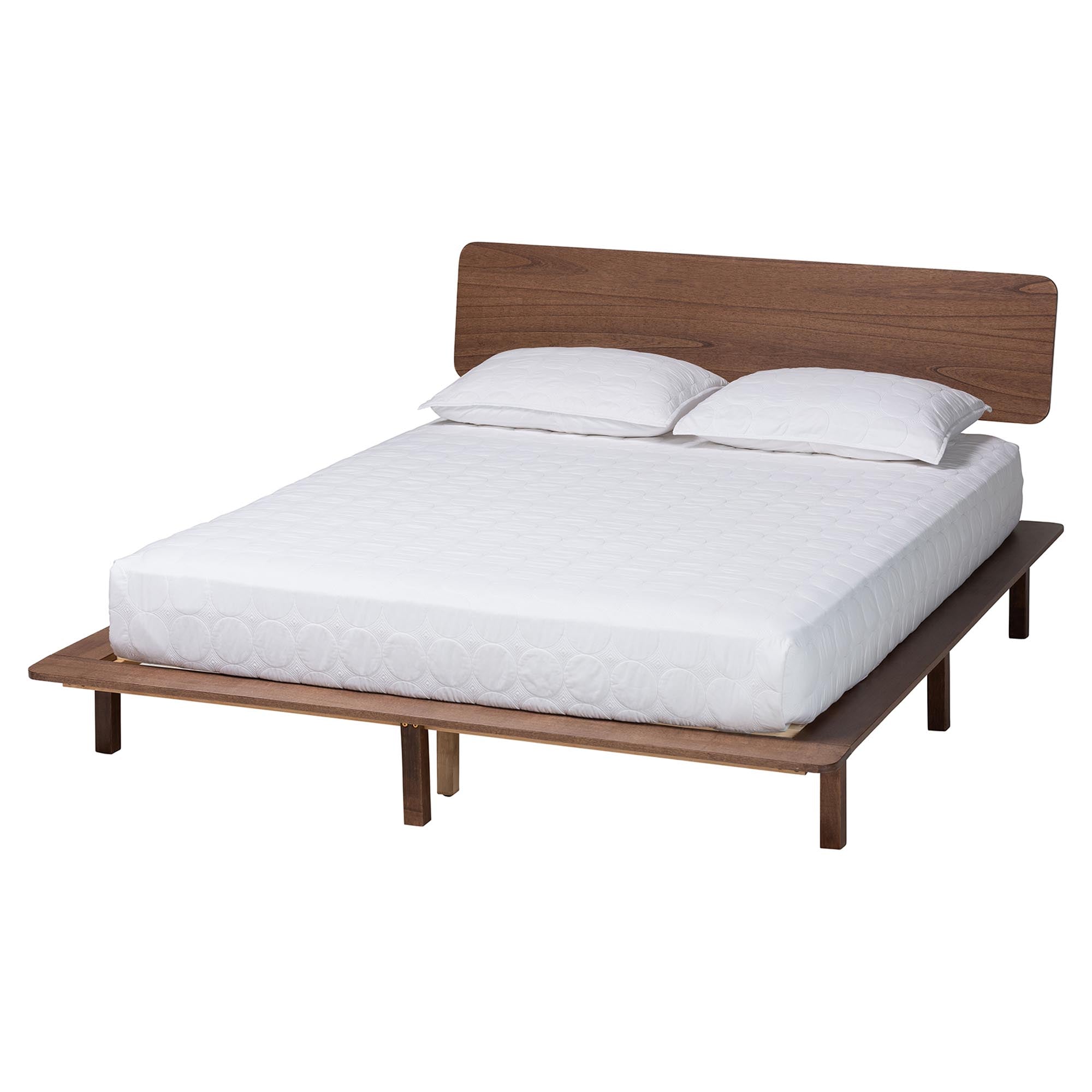 Alyssa Japandi Walnut Brown Wood King Size Platform Bed